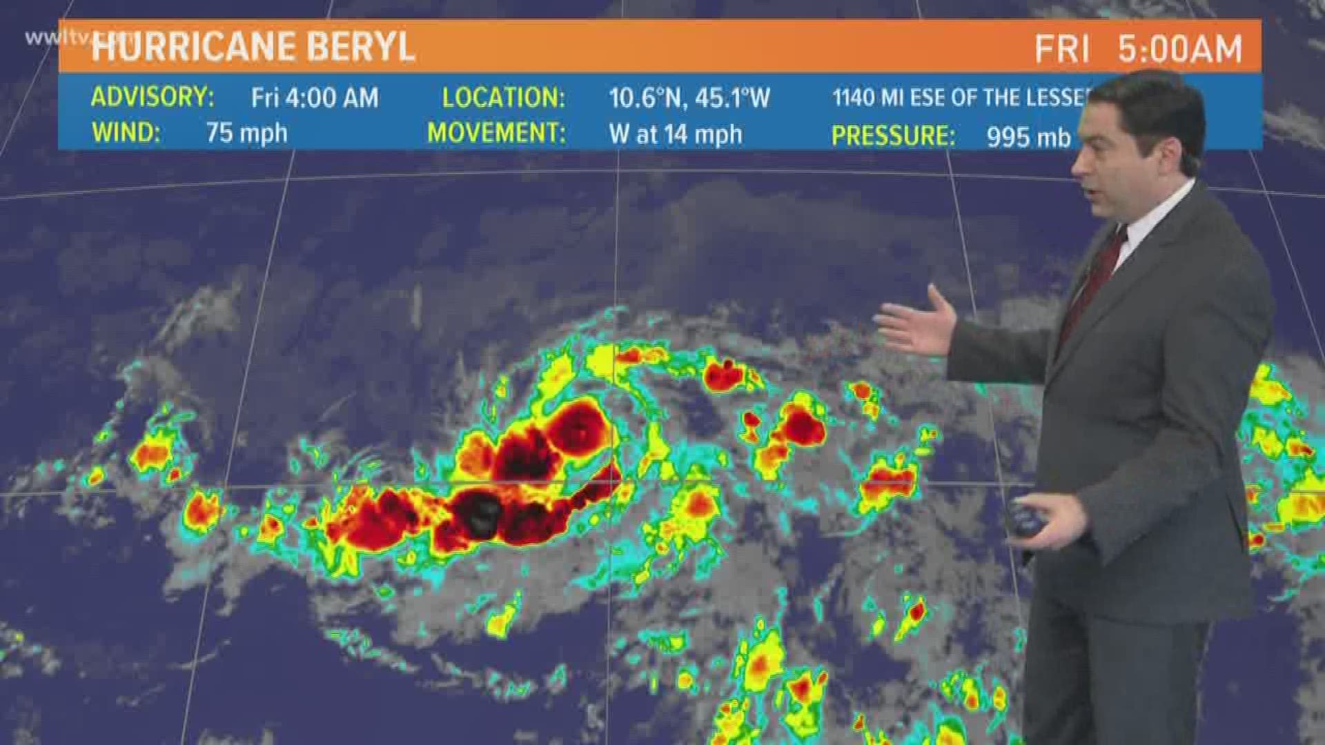 Beryl strengthens to become first Atlantic hurricane of the season