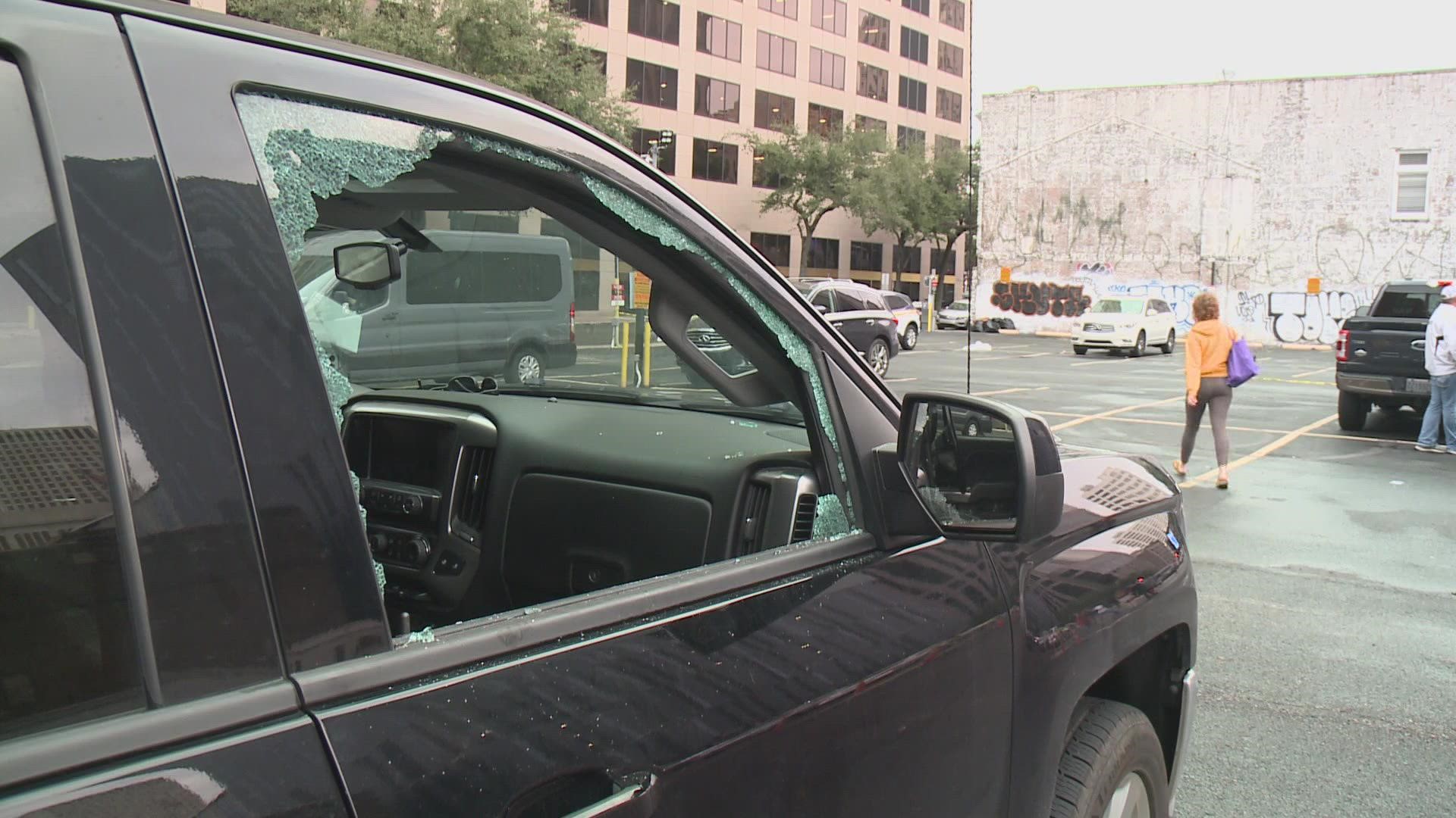 A few dozen fans leaving the Saints game with the Panthers came out to find their windows smashed and in some cases, their cars gone.