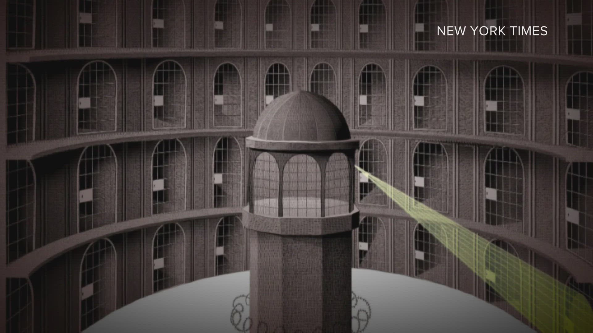 Panopticon prisons date back to the 1780s. The idea is for inmates to be kept in cells configured in a large circle with a command center in the middle.