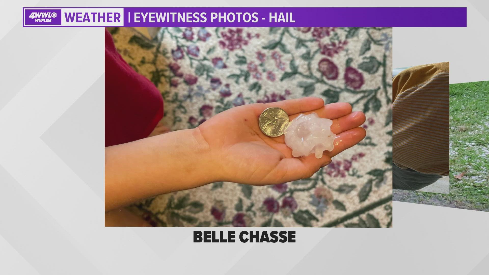 A severe thunderstorm brought heavy rain, high winds and some sizeable hail to parts of the west bank, most of it in Belle Chasse Sunday.