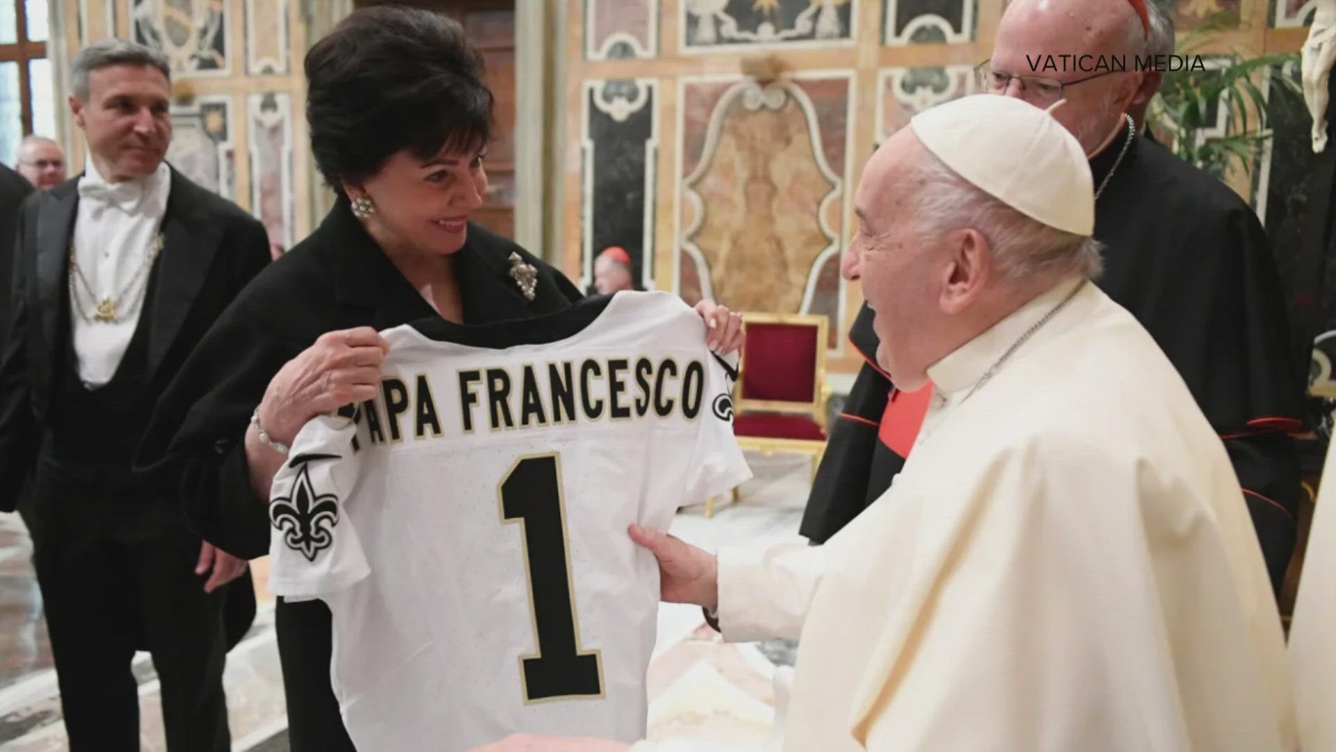 A post by the Saints said Gayle Benson is in Rome sharing her vision for the renovation of the iconic St. Louis Cathedral.