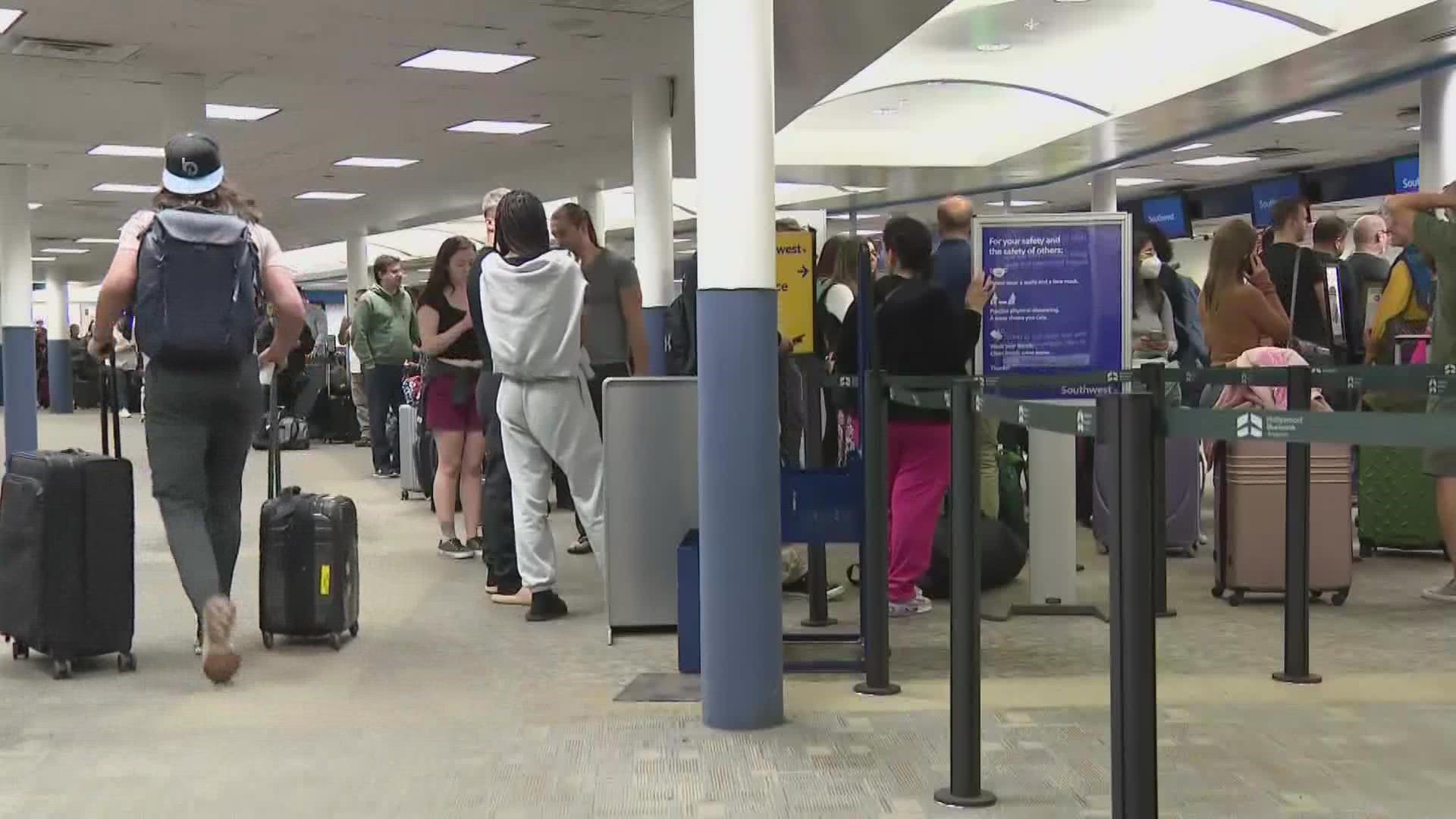 Flight Aware reported nearly 2700 Southwest flight cancelations and 1000 delayed flights.