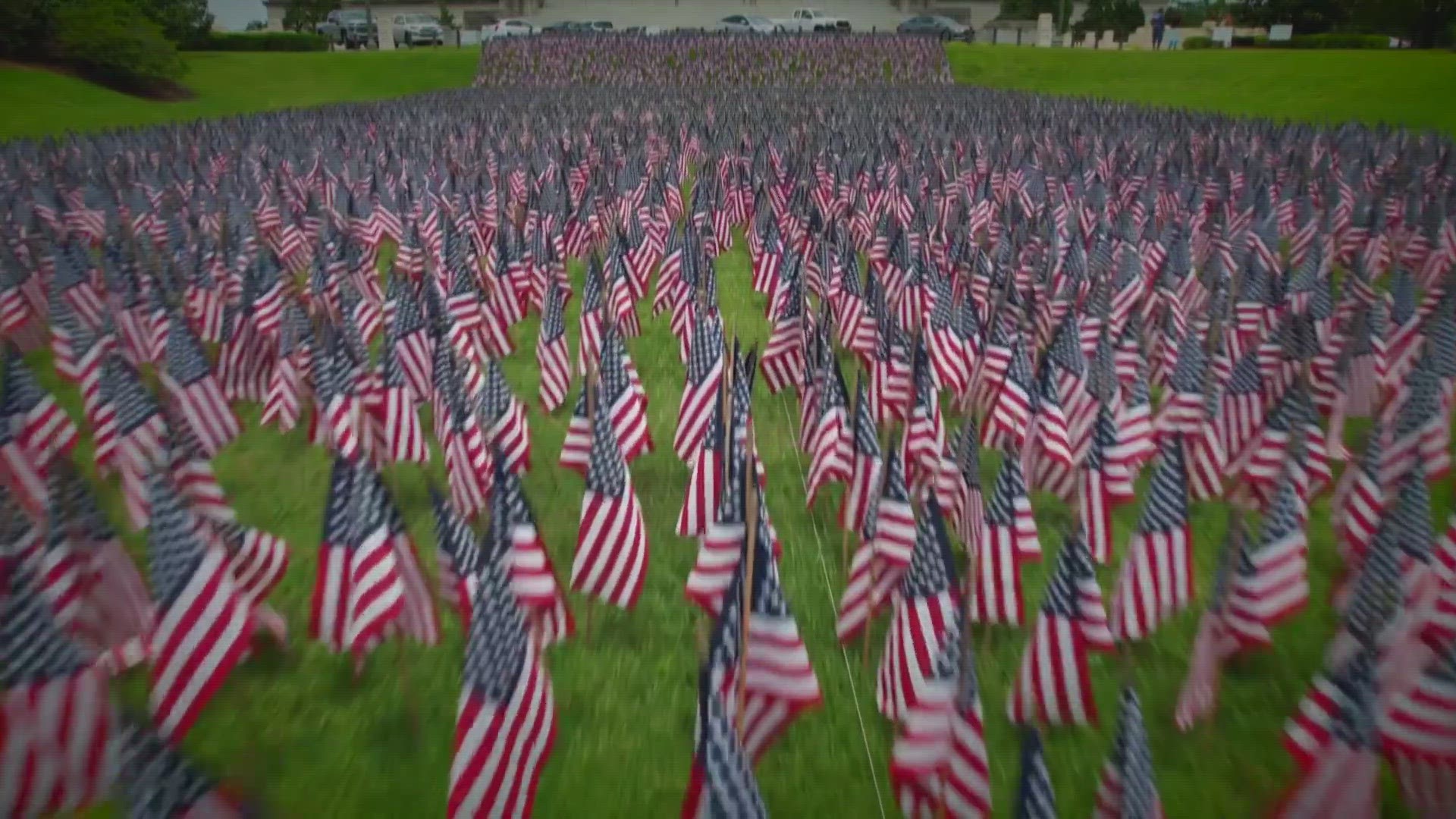Eleven thousand American flags waved in the breeze representing those from the Bayou State who died in service to the country.