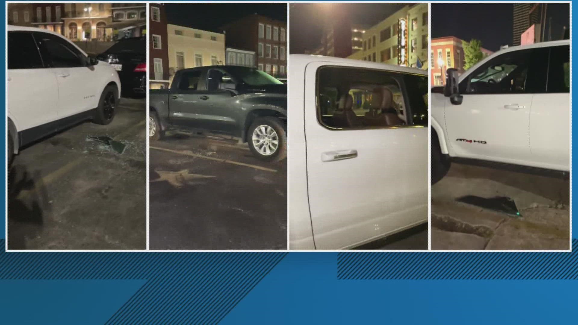 One resident estimated more than 30 busted windows along the French Quarter.