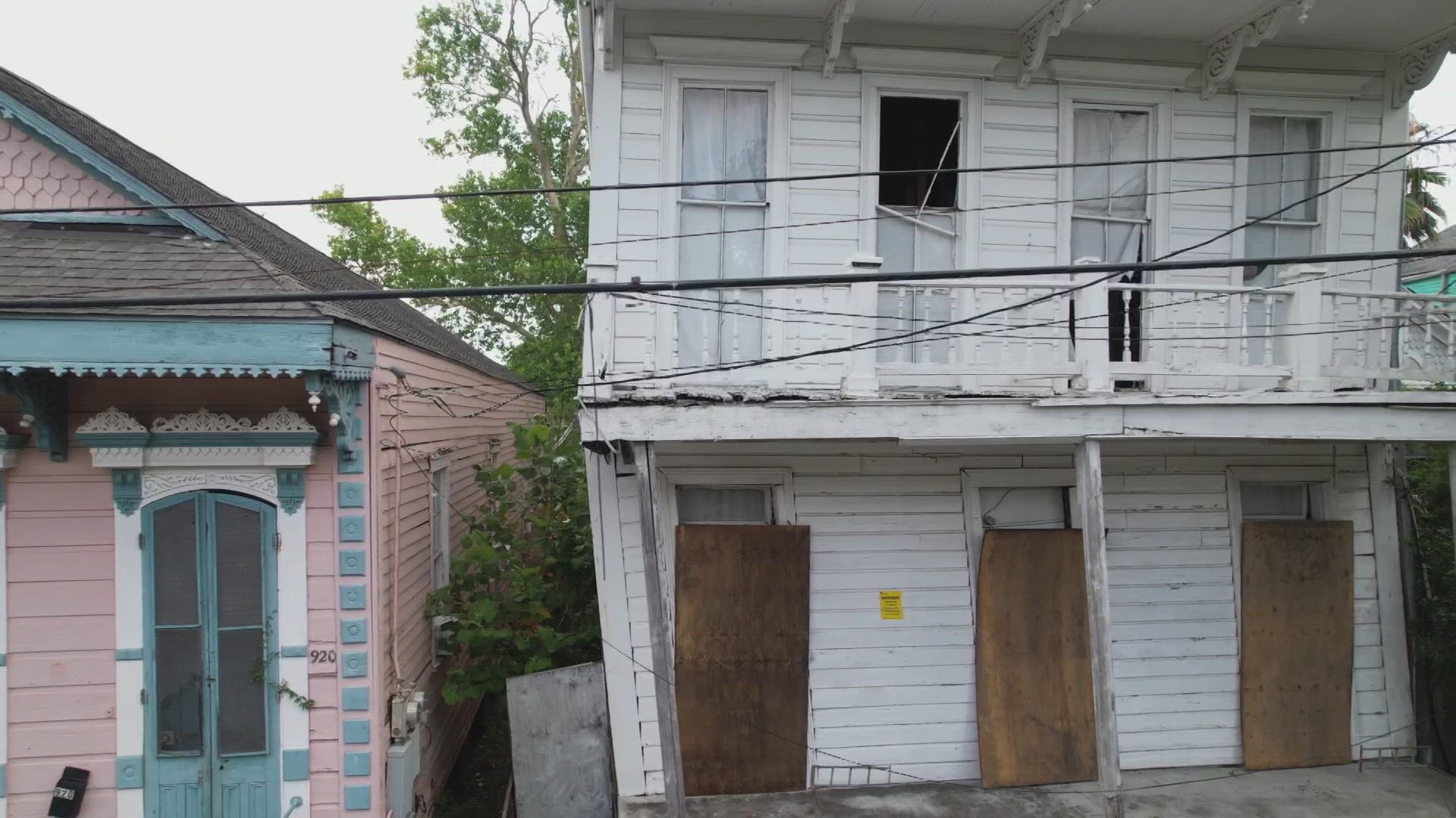 A Bywater property is so severely damaged neighbors fear it's going to topple onto them.