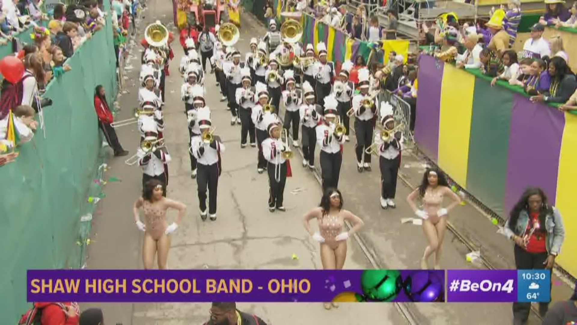 The Shaw High School Marching Band traveled all the way from Cleveland, Ohio to march in the Krewe of Zulu parade on Mardi Gras Day, Tuesday, Feb. 25, 2020!