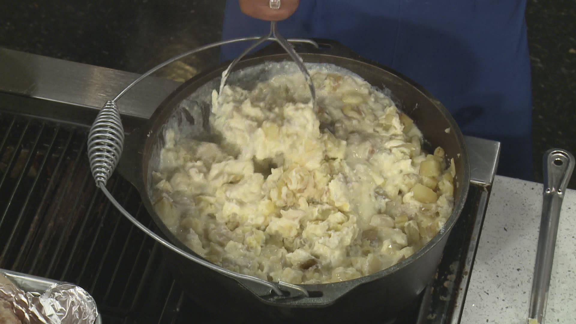 Chef Kevin Belton was cooking comfort food Tuesday - hamburger steaks with gravy and garlic mashed potatoes.