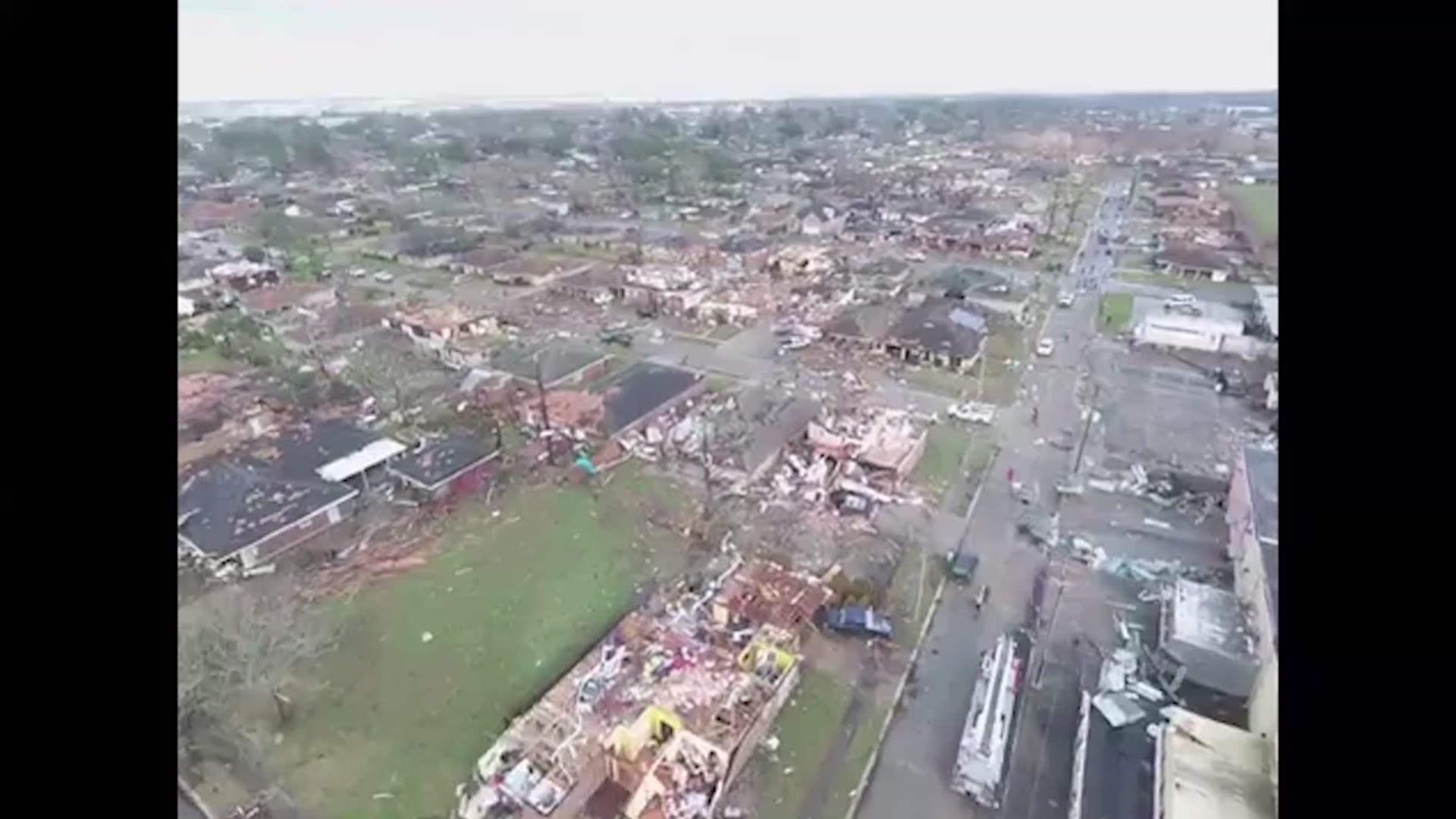 Drone video from Benjamin Farmer shows the aftermath of a tornado in New Orleans East.
