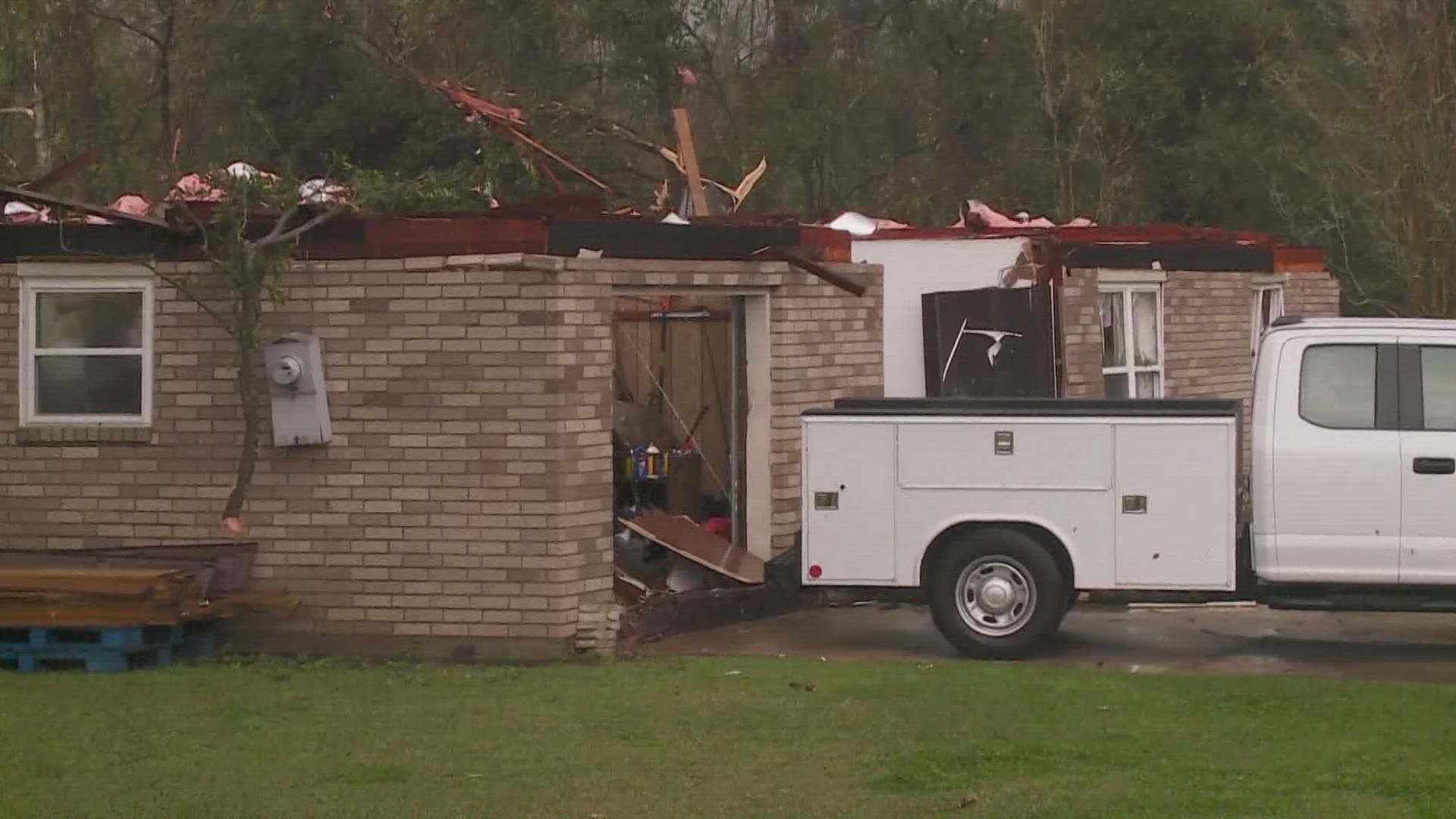 WWL-TV team tracks tornado damage and meets with affected residents.