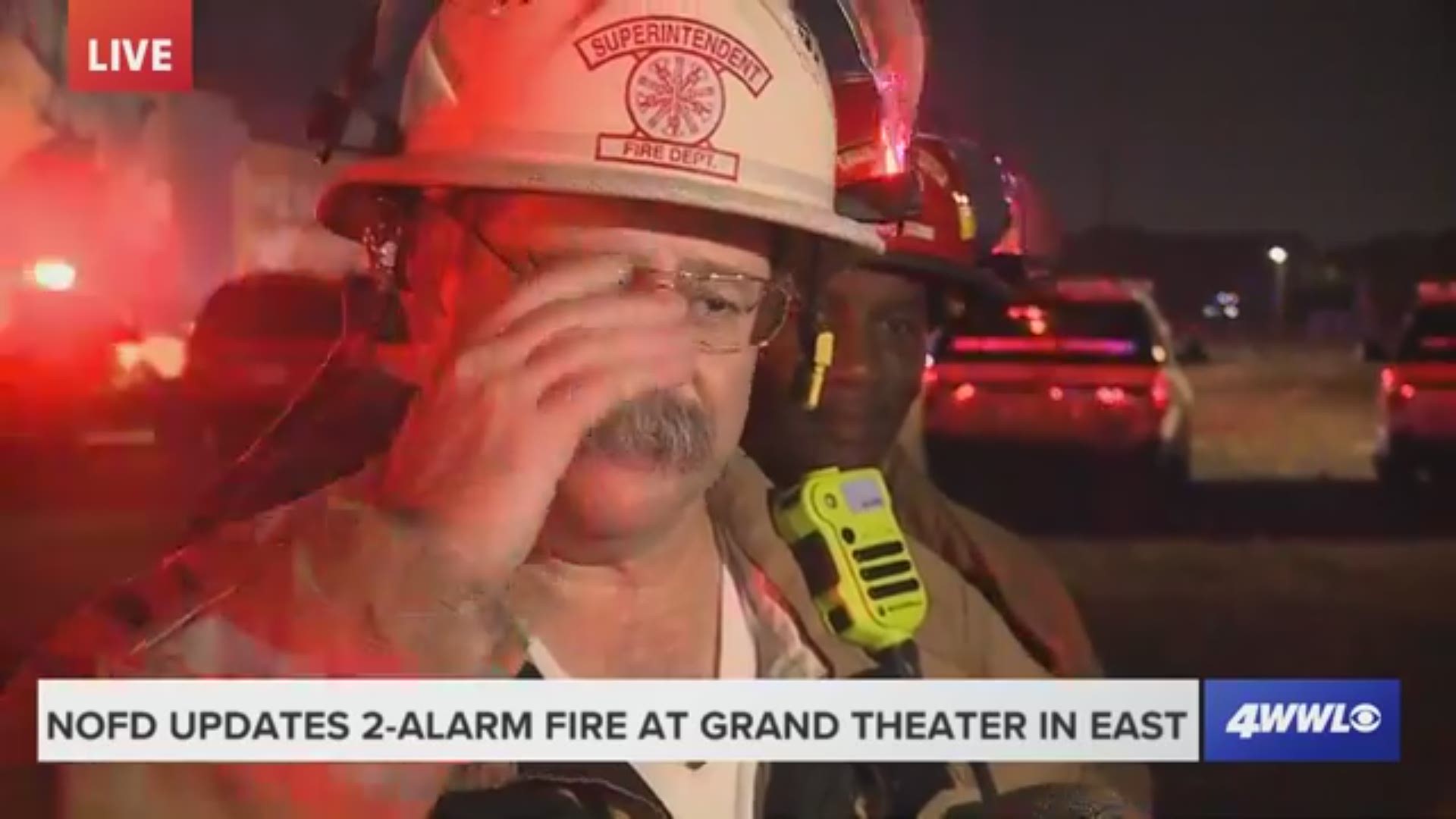 Firefighters contained the 2-alarm fire that caused the roof of the old Grand Theater to partially collapse late Friday night, NOFD officials said.