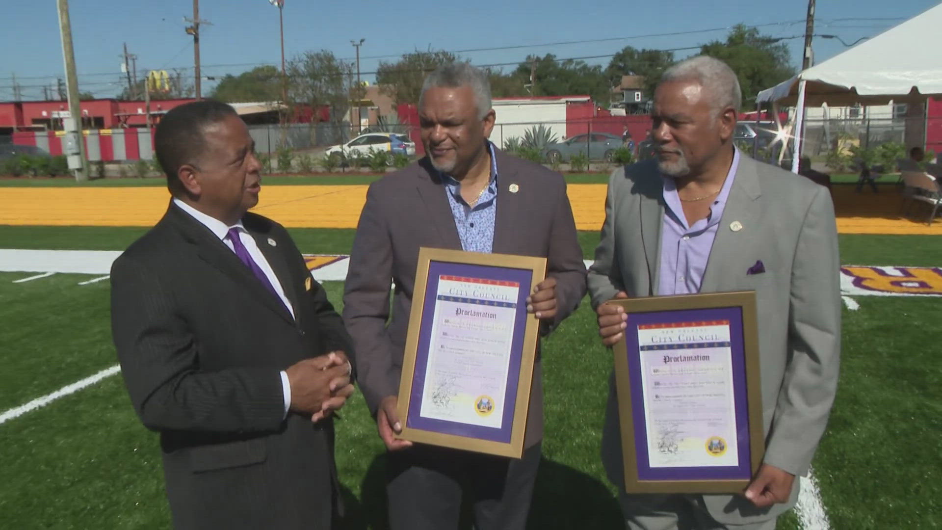 Thanks to donations from St. Aug alums Ruston and Troy Henry, the practice field for the Purple Knights has been upgraded from grass to artificial turf.