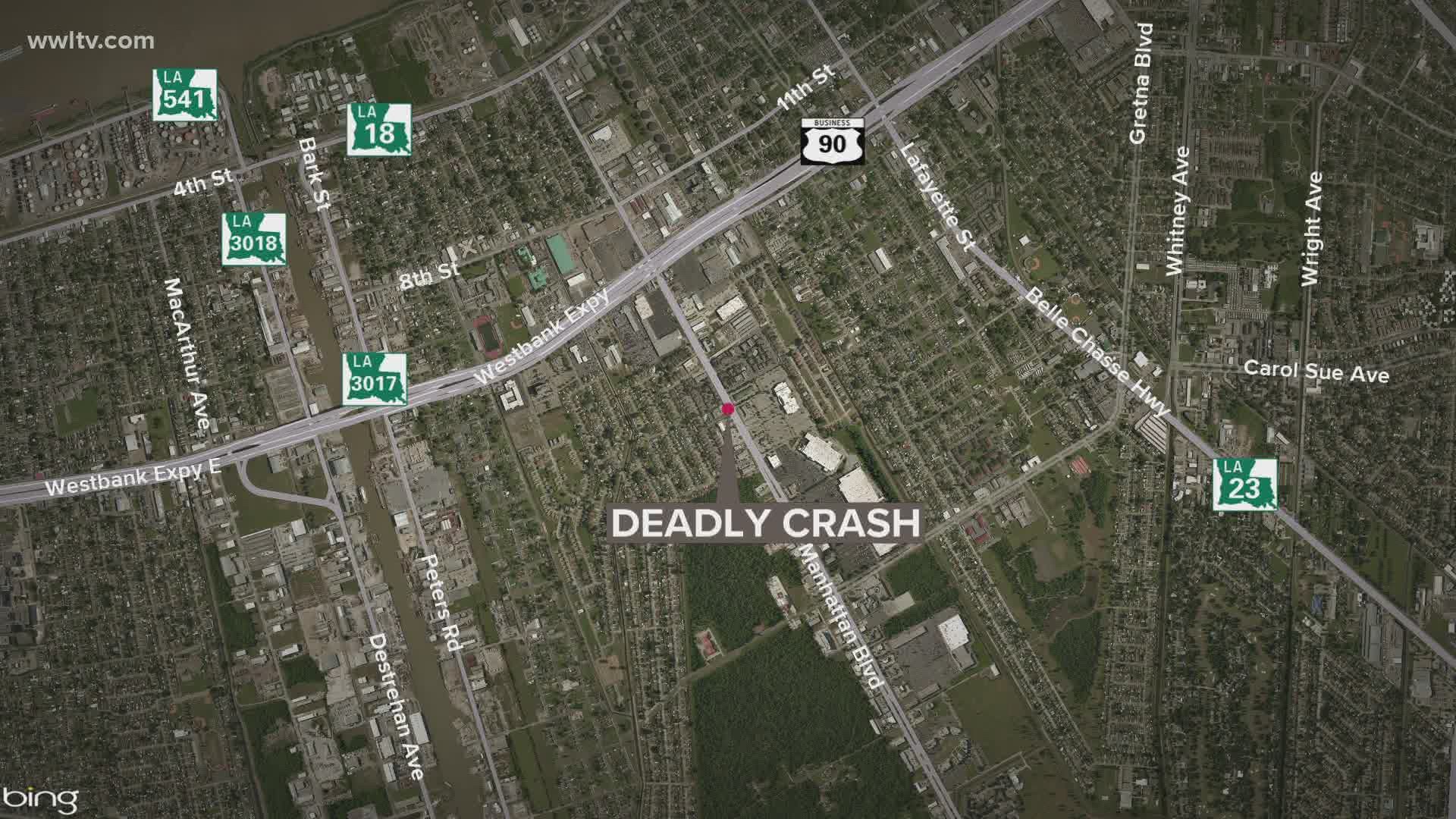 A sedan struck and killed a motorcyclist on Manhattan Blvd. in Harvey, Saturday night.