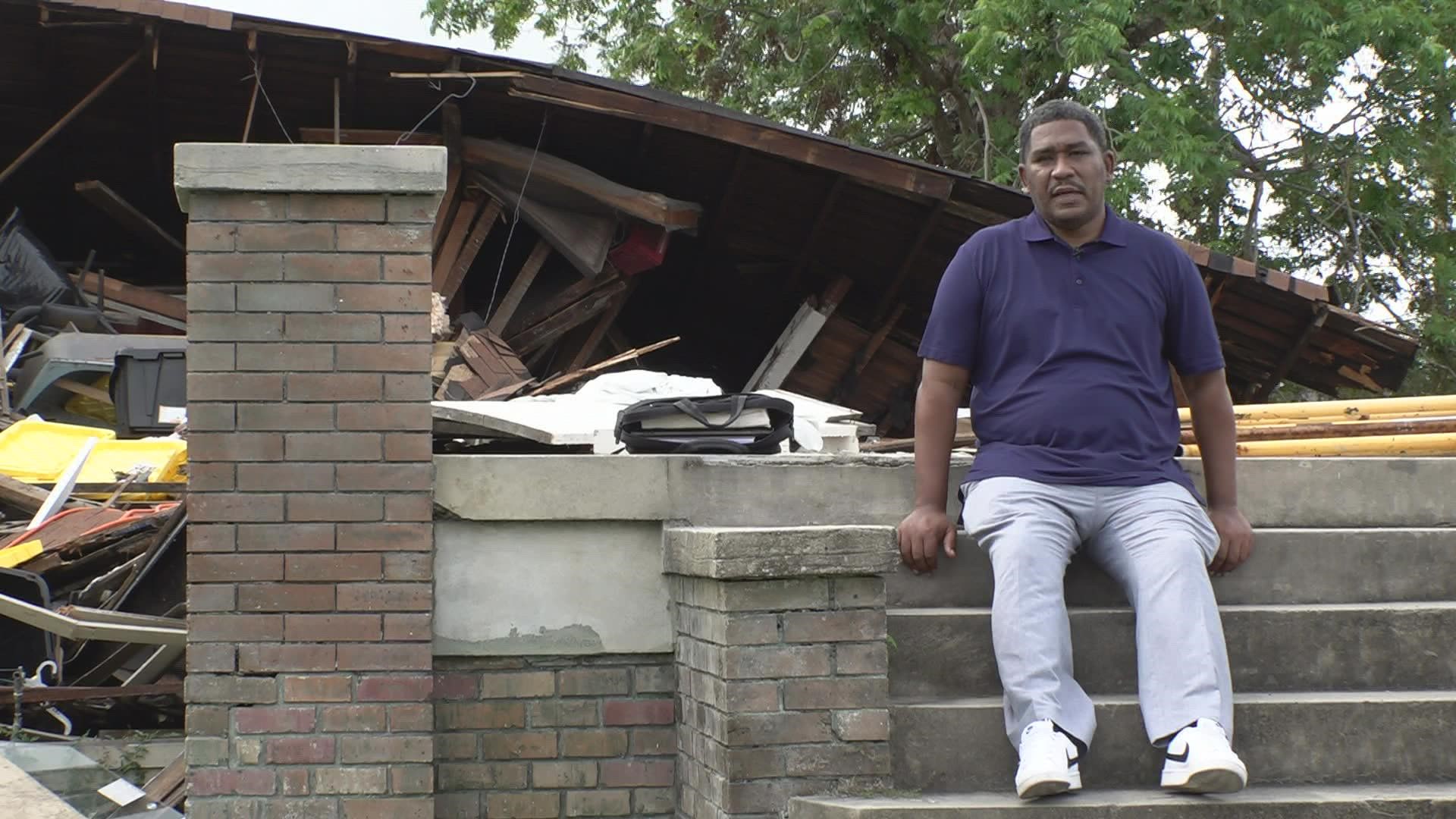 D'art Stovall says confusion after the storm led to them knocking down his partially-collapsed home so quickly.