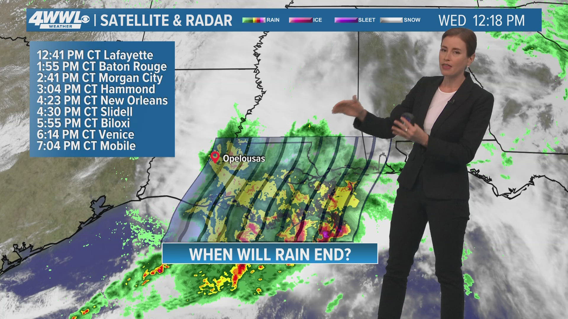 New Orleans Noon Weather Impact: Heaviest rain eases on Wednesday, flood  watch continues, image size:1920x1080