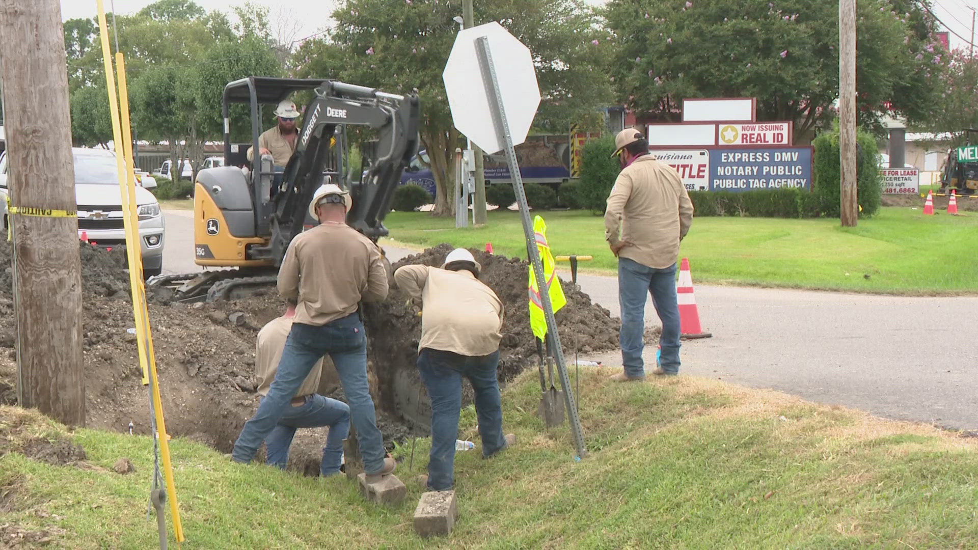 Entergy is the gas provider there and told the parish that the entire line will need to be replaced. There's no exact time frame for that repair, hopeful for Sunday.