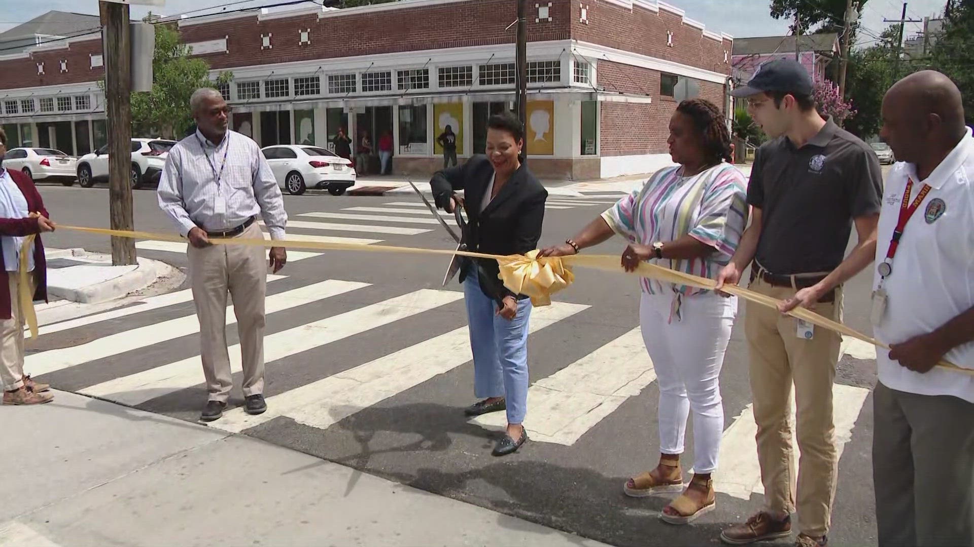 Mayor LaToya Cantrell and New Orleans officials celebrate completion of the 15-block, $10.8 million FEMA-funded roadway project in Central City on Thursday.