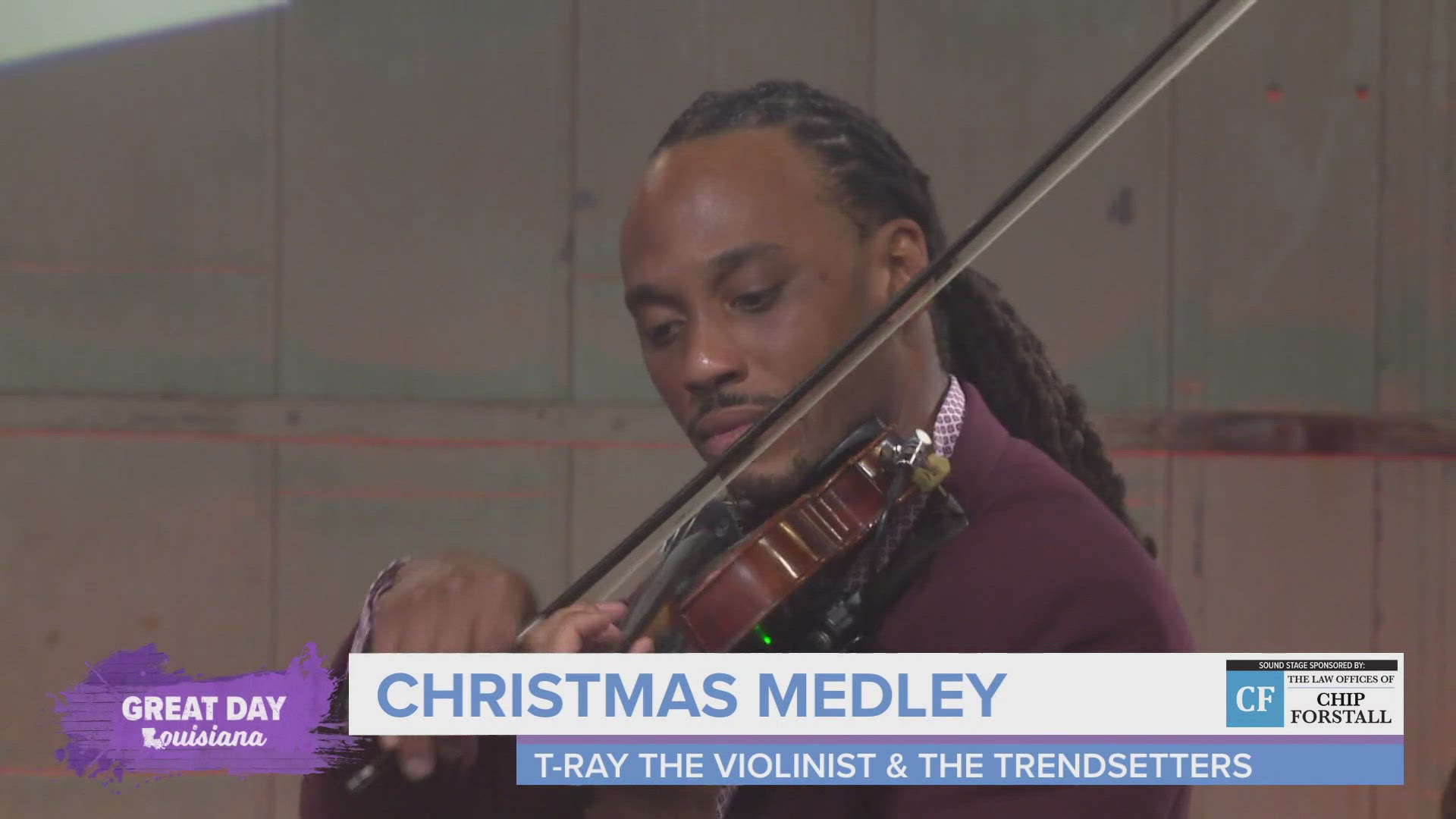 We enjoy a classic holiday tune from T-Ray the violinist and the Trendsetters in our Chip Forstall Sound Stage.