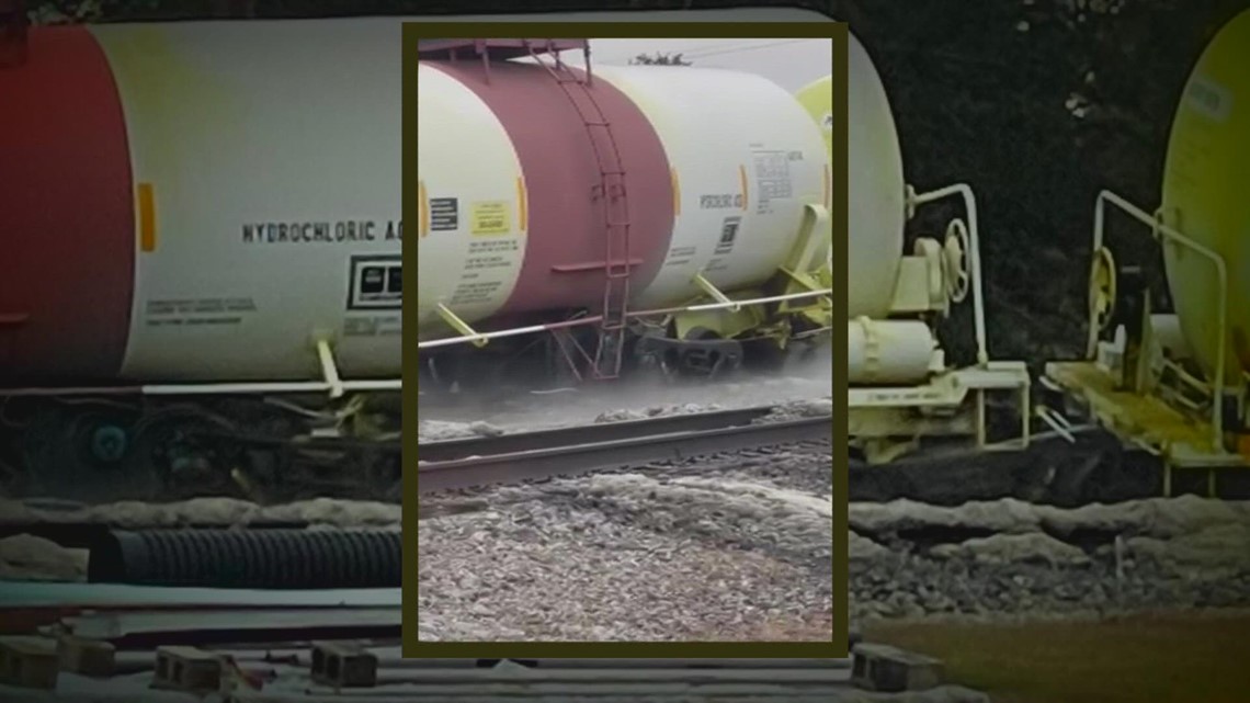 150 evacuated after train car carrying 20,000 gallons of hydrochloric acid derails in Paulina