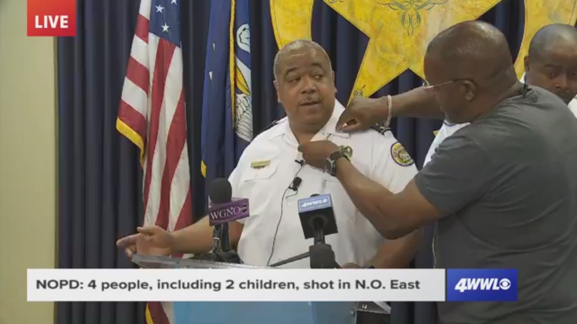 NOPD Superintendent Michael Harrison provides an update after 4 people, including 2 children, were shot in N.O. East.