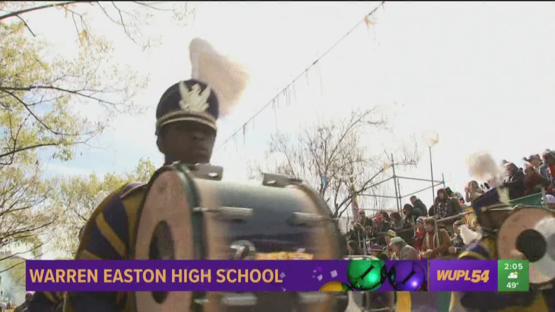 The Easton Eagles band performed in the Krewe of Rex parade Tuesday.