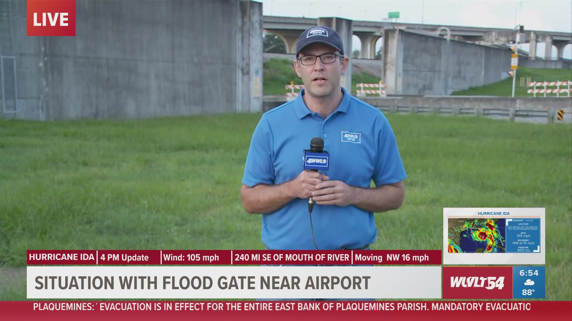 Hurricane Ida’s threat has exposed a strange issue at the New Orleans Lakefront Airport, where a main floodgate is being left open because it’s no longer necessary.