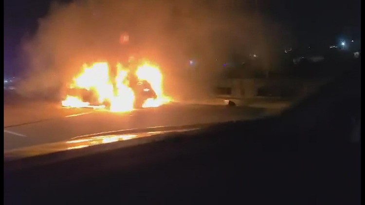 Vehicle catches fire on I-10 East
