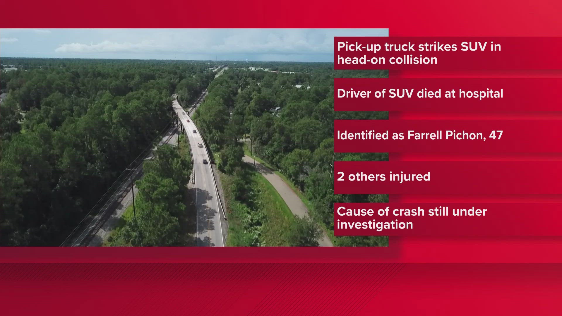 Slidell Police say a pick-up truck crossed over into the oncoming lane and struck an SUV head-on around 4 a.m. The driver of the SUV later died at the hospital.