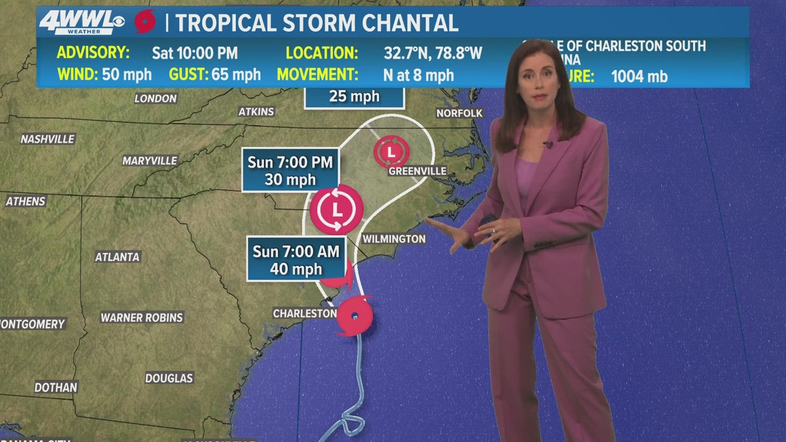 Tropical Weather Impact: Tropical Storm Chantal set to make landfall in ...