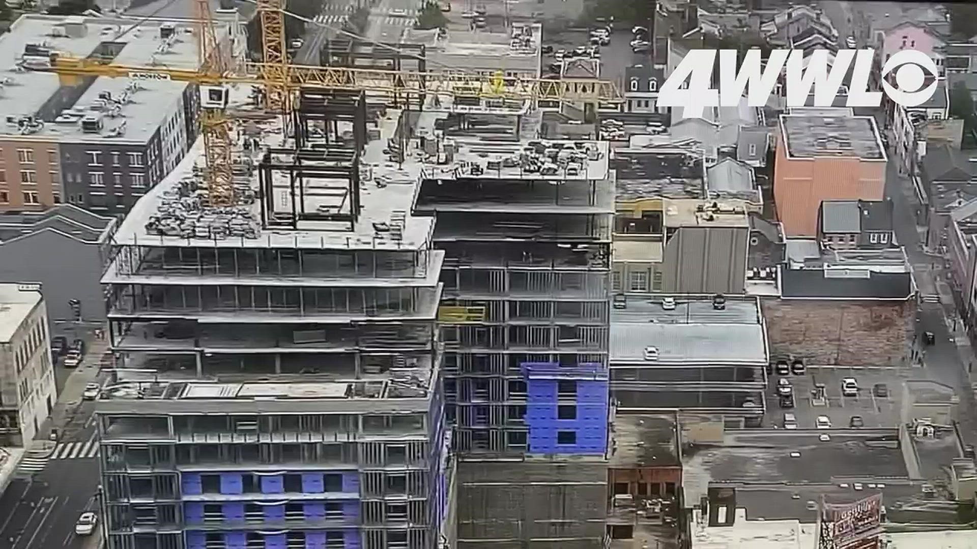 Video obtained exclusively by WWL-TV shows the entire collapse of the Hard Rock Hotel on Oct. 12, 2019, from before it started and from a new angle.