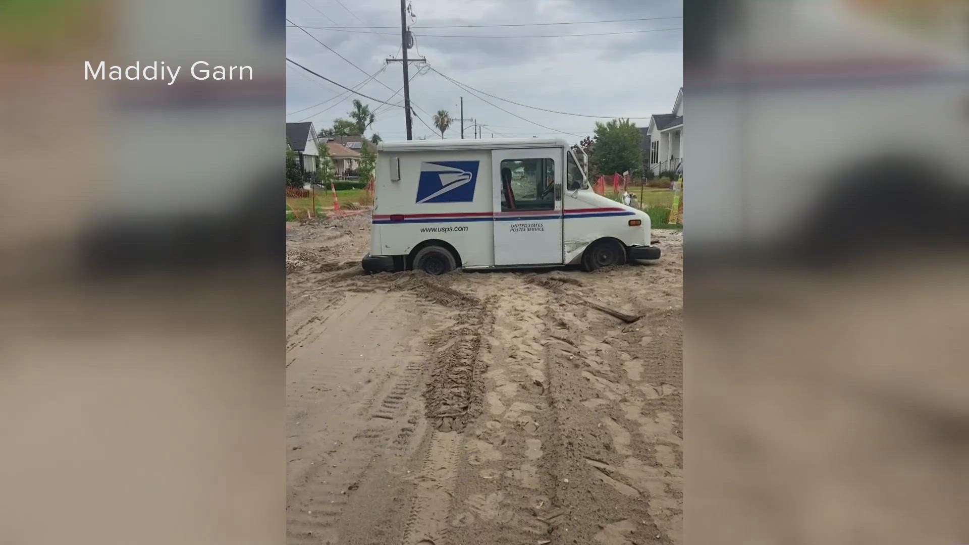It ended up being a slow delivery day for one Gentilly neighborhood. Monday this video was posted online, showing a USPS truck stuck in construction mud.