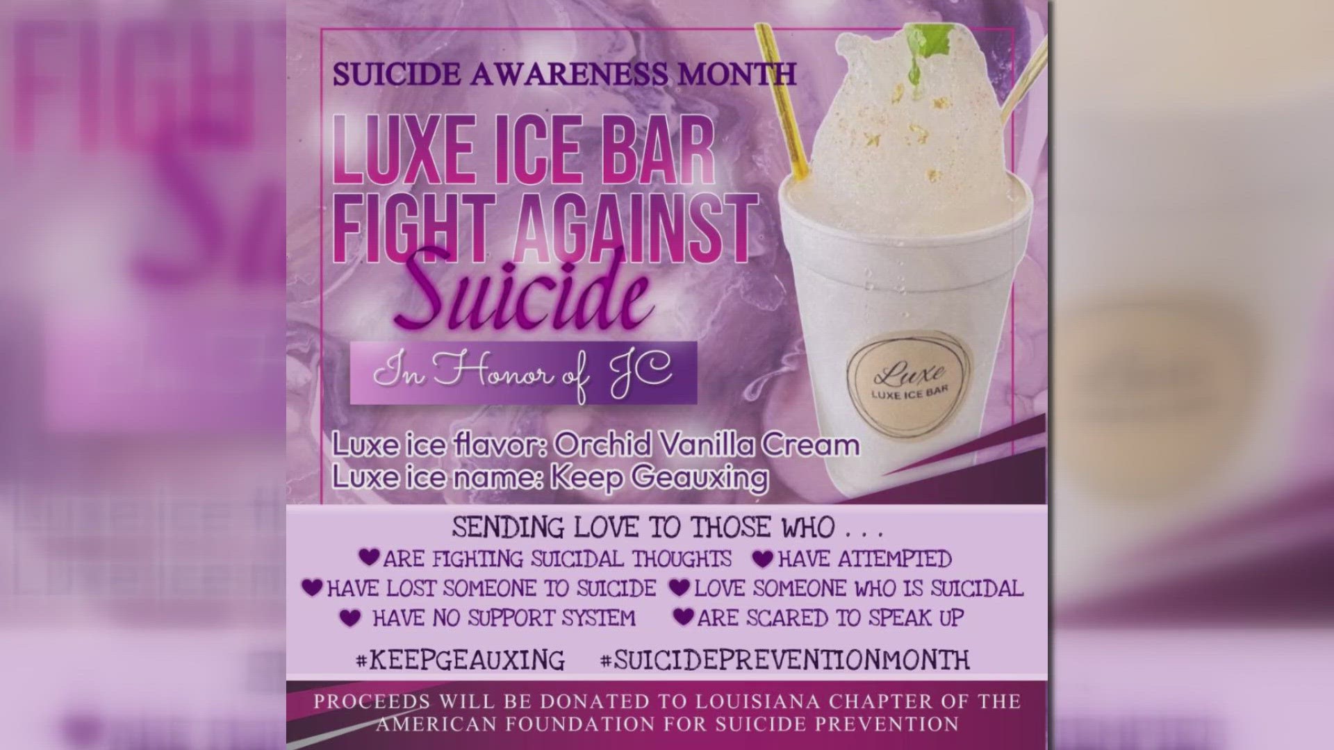 Luxe Ice Bar fight against suicide