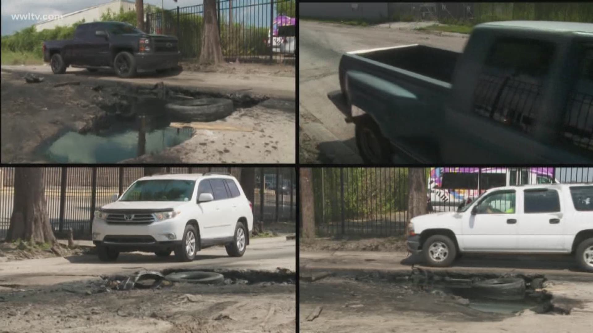A huge sinkhole in a New Orleans neighborhood has been damaging dozens of cars.