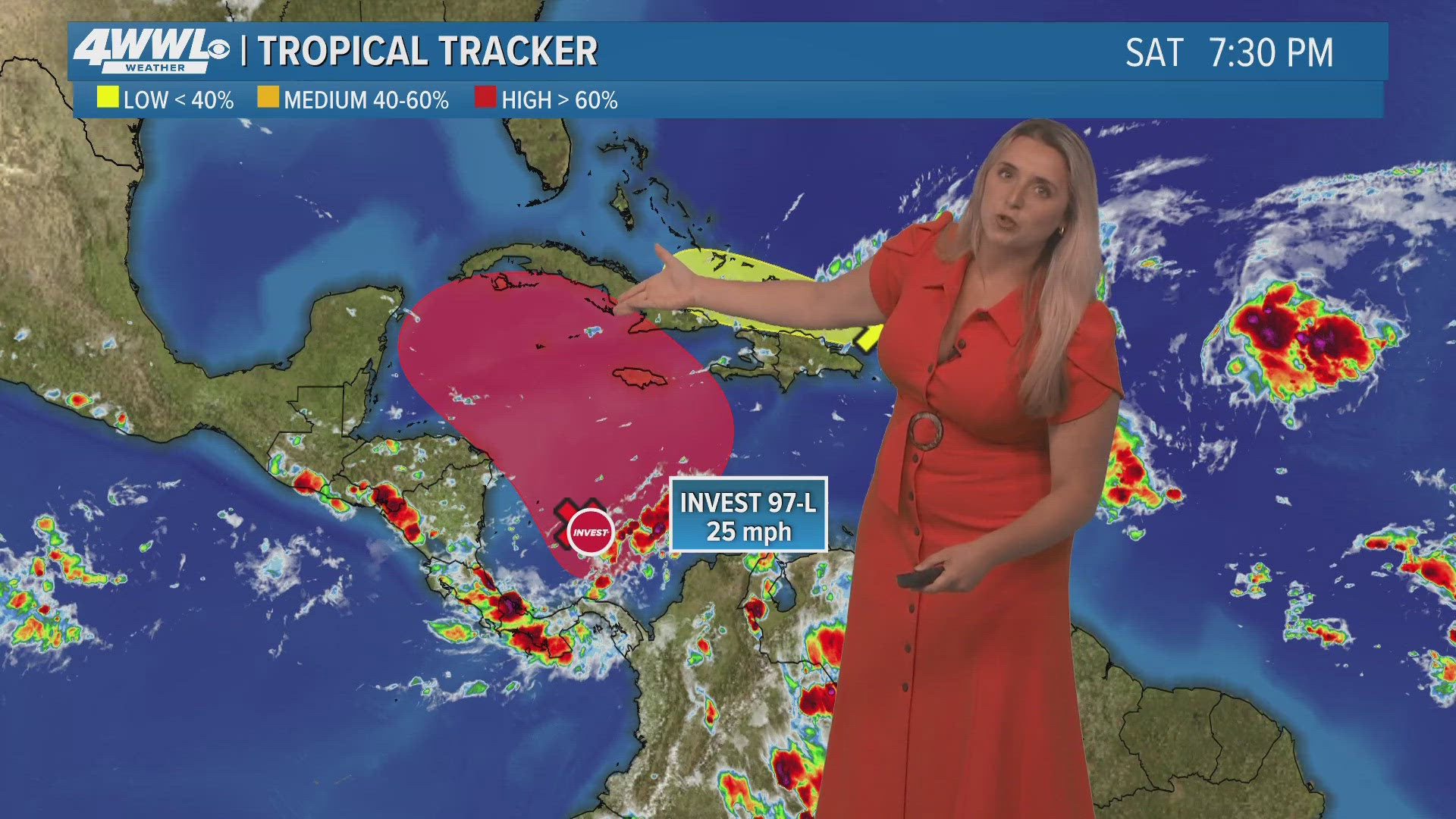 Meteorologist Alexa Trischler says Invest 97-L has a high chance of tropical development. We could see a tropical depression in the coming days.