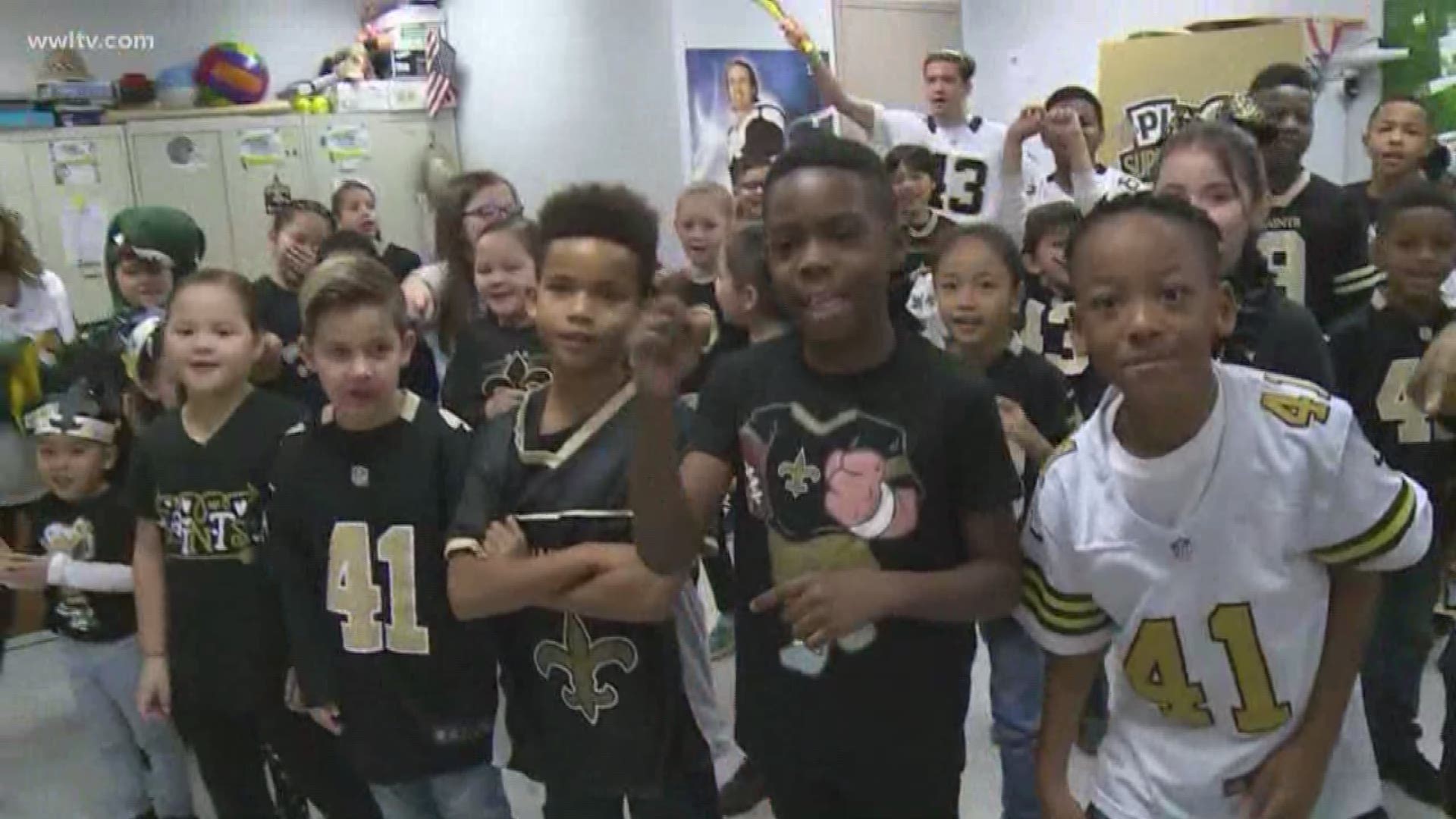 Some young New Orleans Saints fans at Green Park Elementary School in Metairie has a message for the Philadelphia Eagles