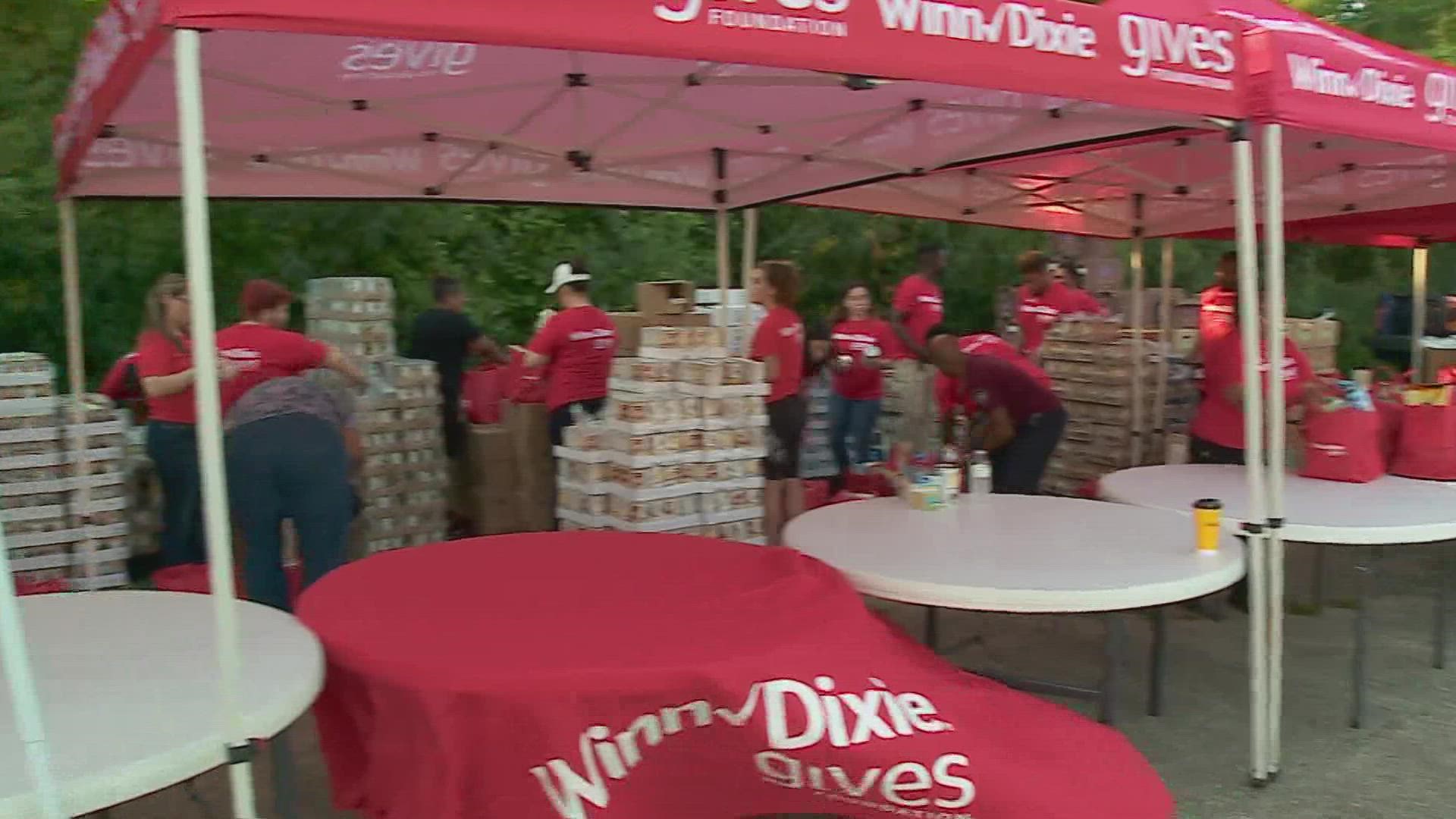 Over 200 cars made their way through the drive-through distribution event.