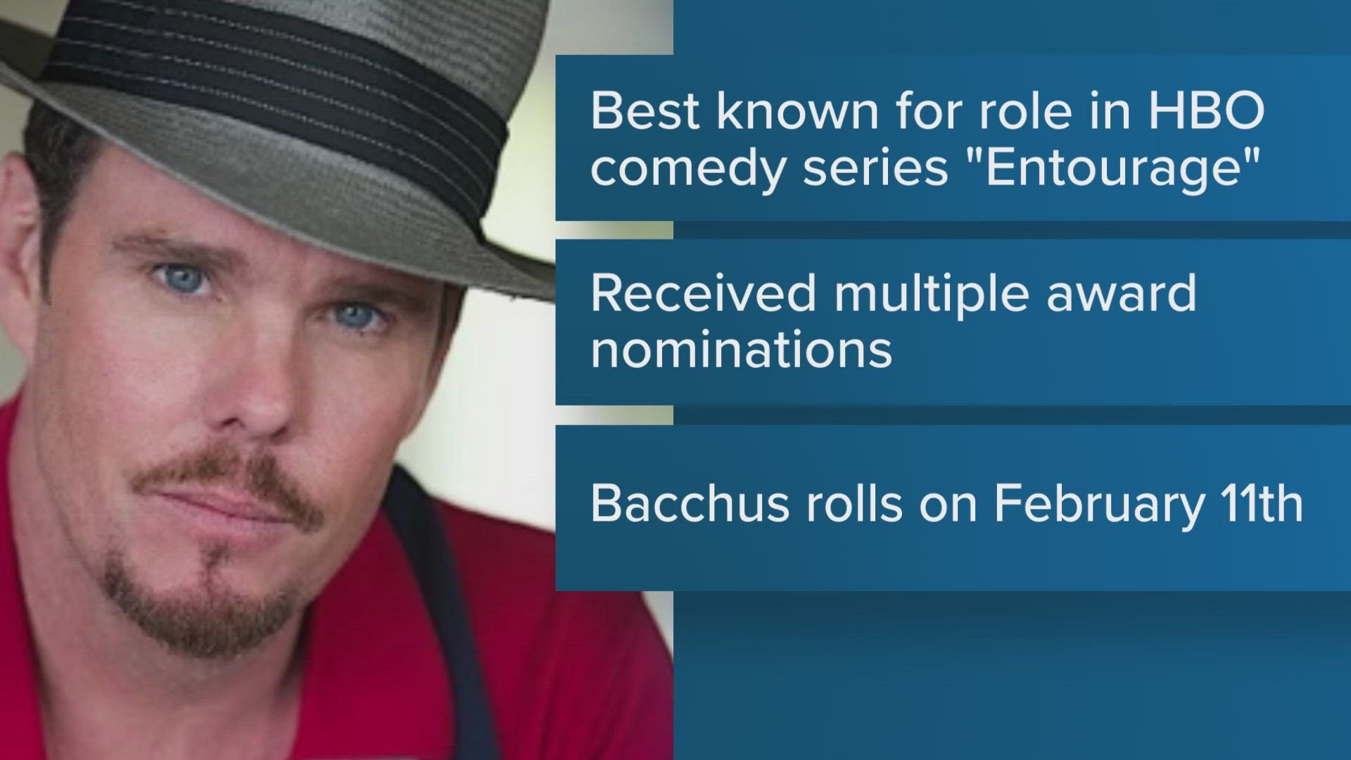 Kevin Dillon will reign as Bacchus.