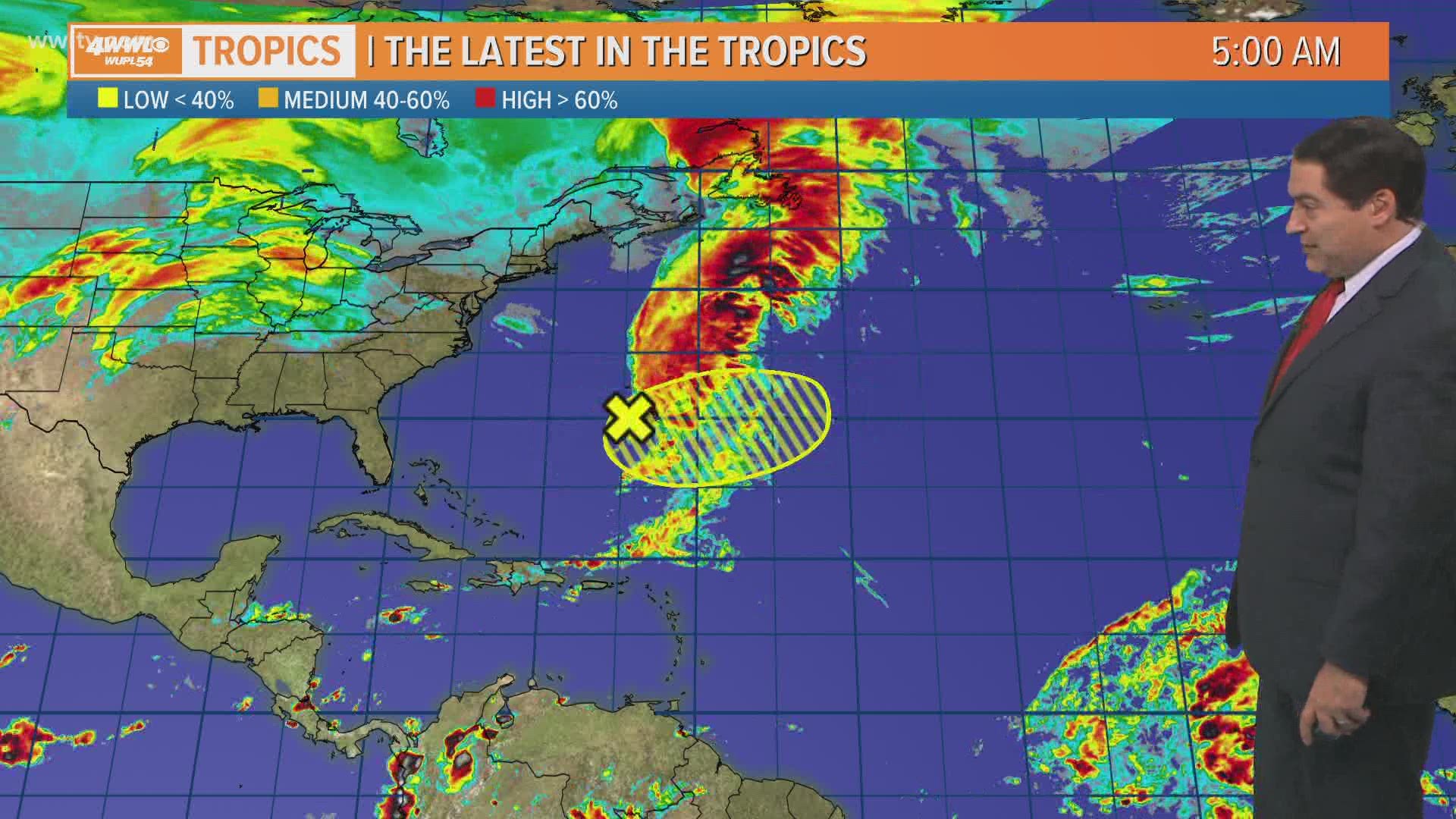 There is one area in the western Atlantic that has a low chance to develop this week