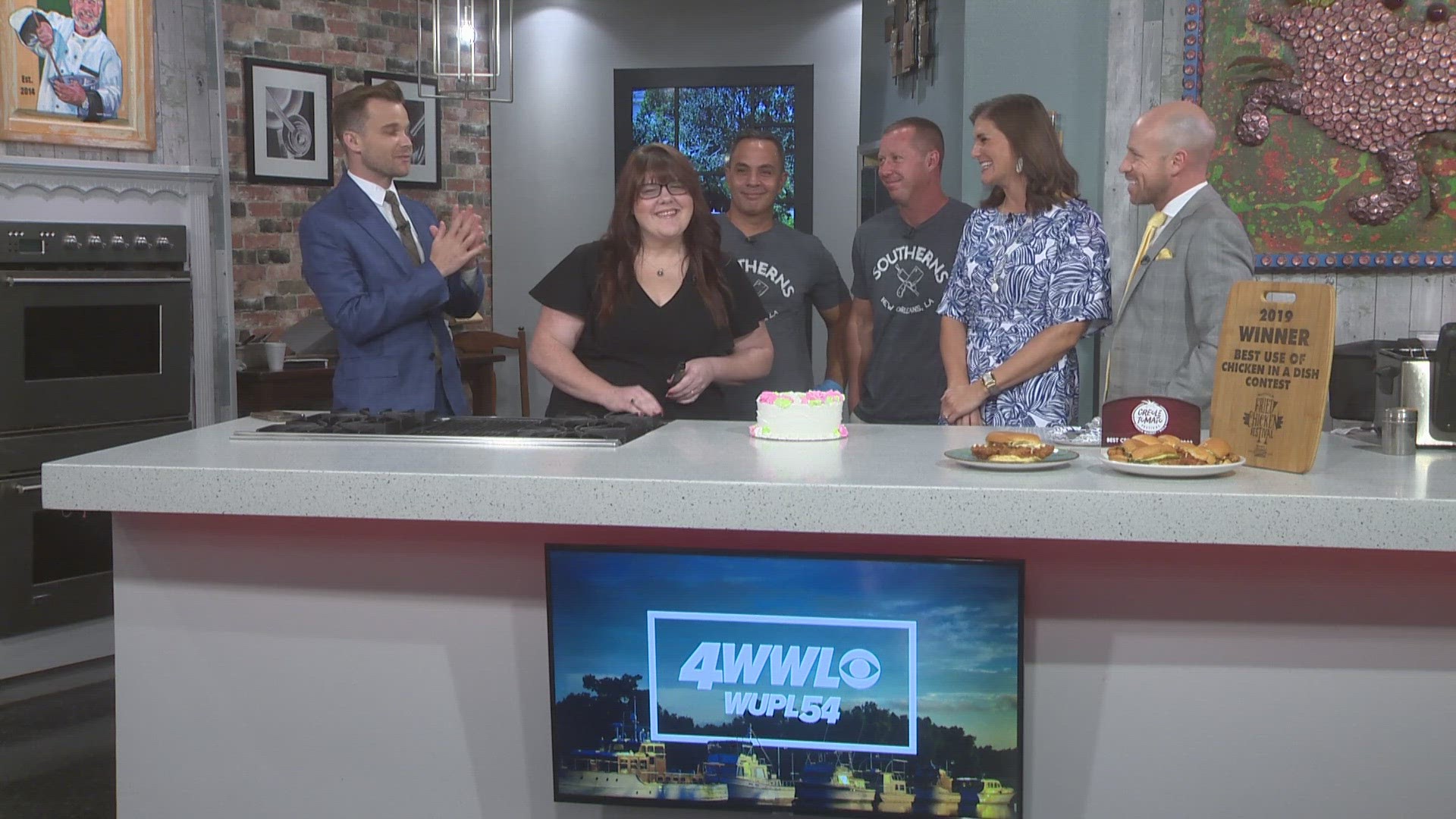 The Eyewitness Morning News crew thanks fill-in Traffic Anchor Angie Berlier for her dedication.