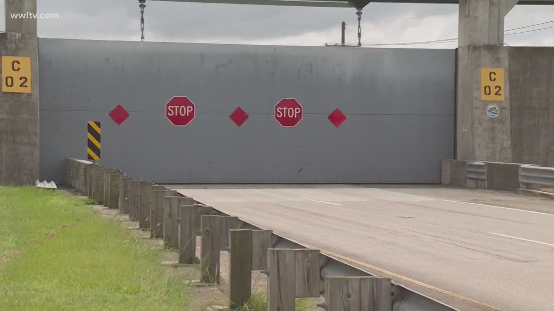 Water is already crossing the road about a mile down from the flood gate, according to parish officials in St. Bernard Parish.