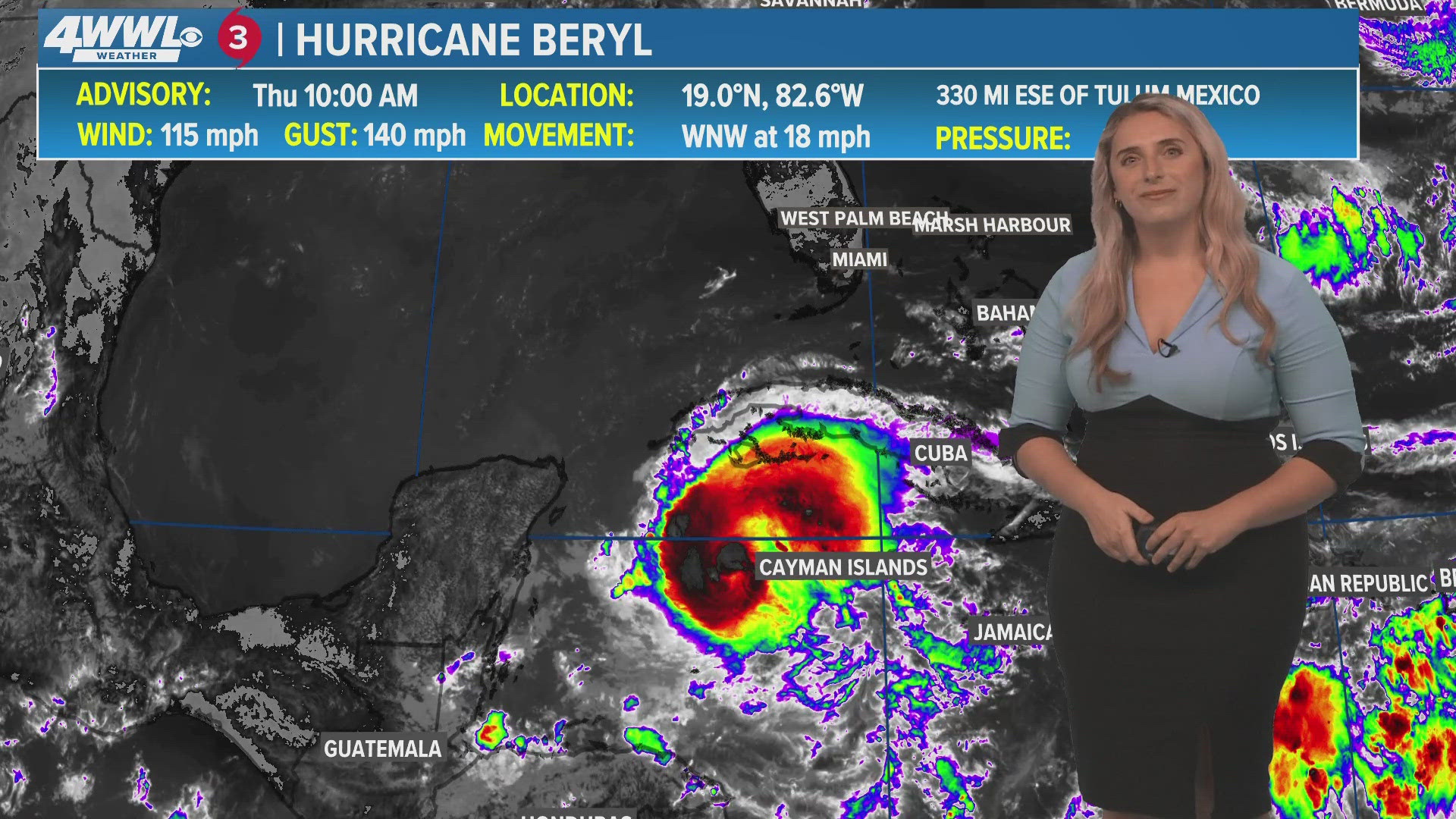 WWL Louisiana with the latest on Hurricane Beryl on News at Noon on Thursday, July 4, 2024.