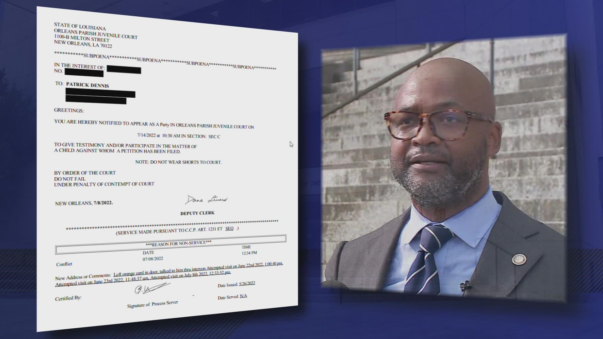 DA Jason Williams said a subpoena was issued to try to notify the doctor of the trial date and 3 attempts were made to deliver it to his home.