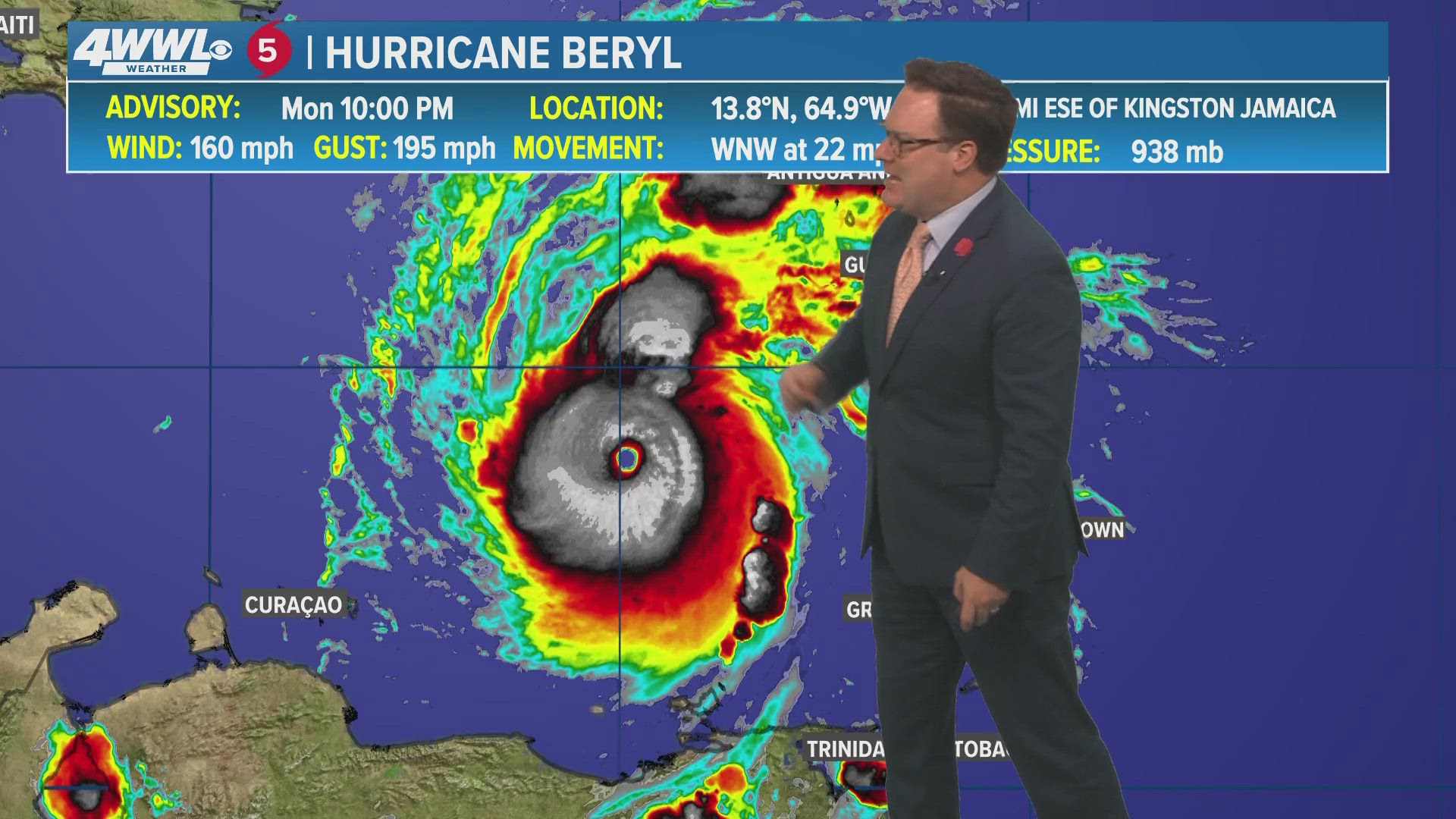 Beryl made landfall on Monday in Carriacou and continues to churn into the eastern Caribbean Sea as a powerful major hurricane.