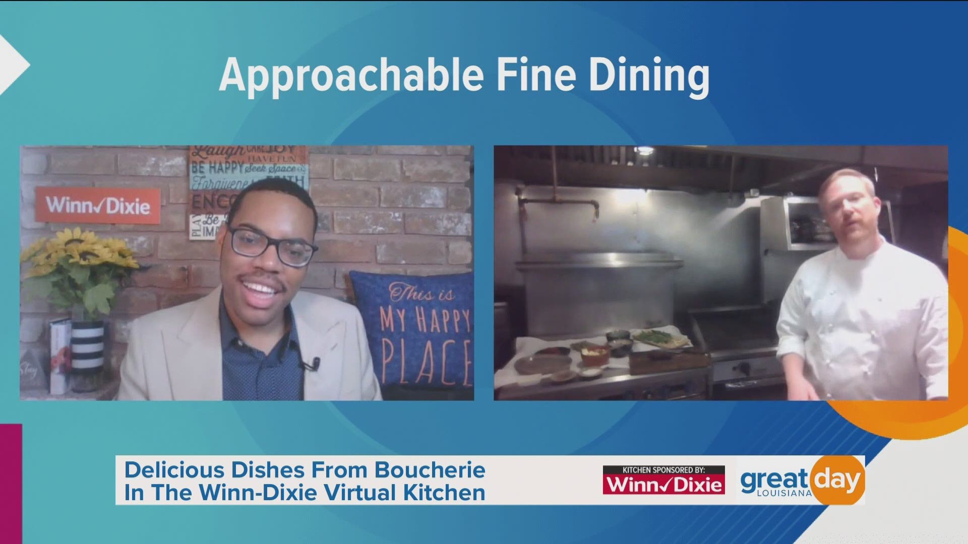 The executive chef of Boucherie prepared a steak recipe in the Winn-Dixie virtual kitchen.