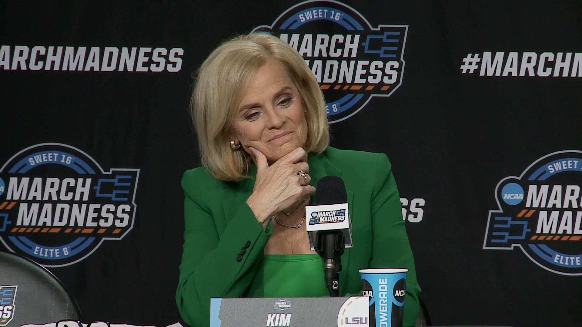 LSU head women's basketball coach Kim Mulkey talks about losing to Caitlin Clark and Iowa, her own team's success and more.