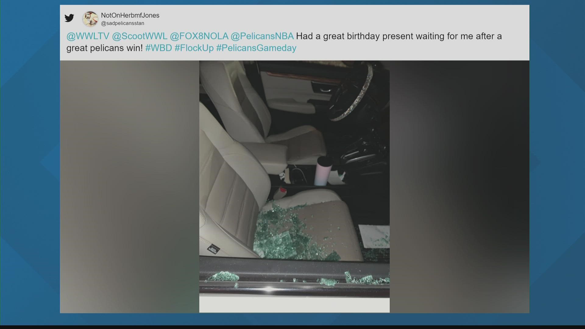Cars were broken into at the Smoothie King Center during the Pelicans game.