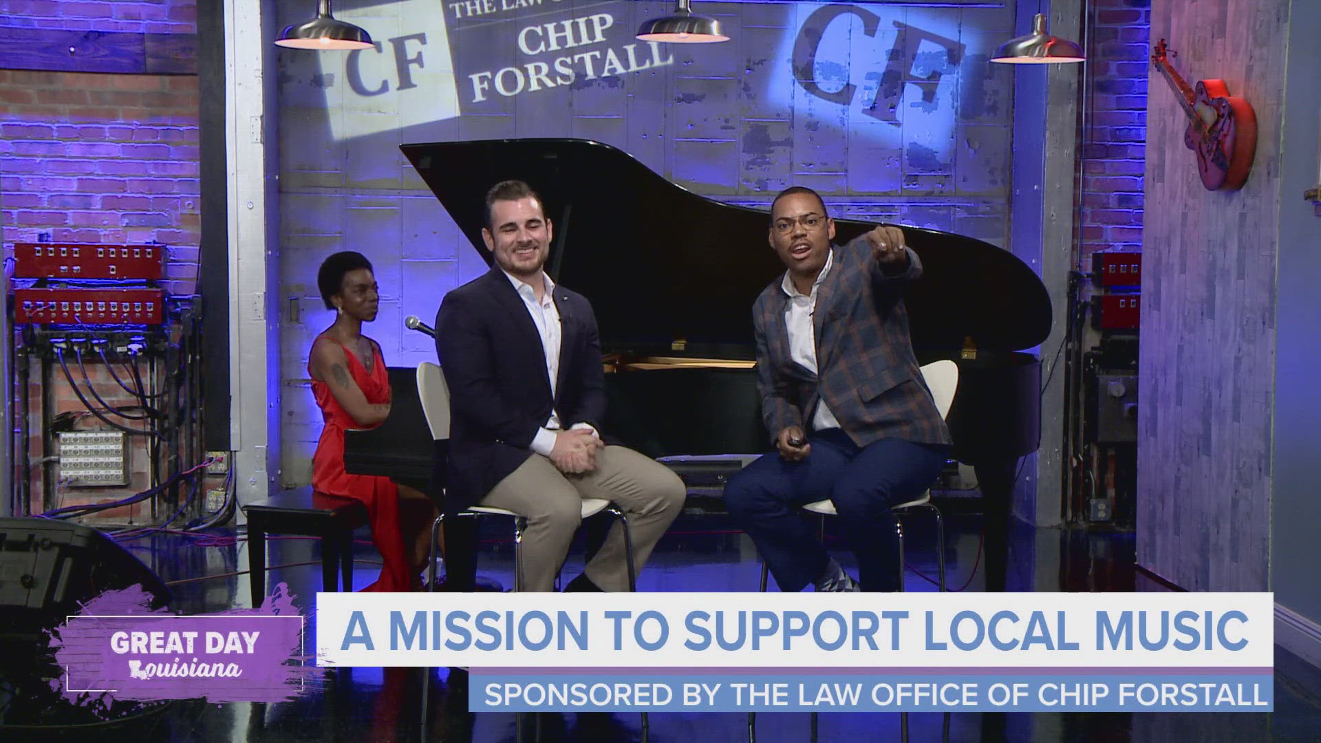 The Law Offices of Chip Forstall, renowned for featuring local singers in their iconic jingles, proudly showcase their support of the New Orleans music community. 