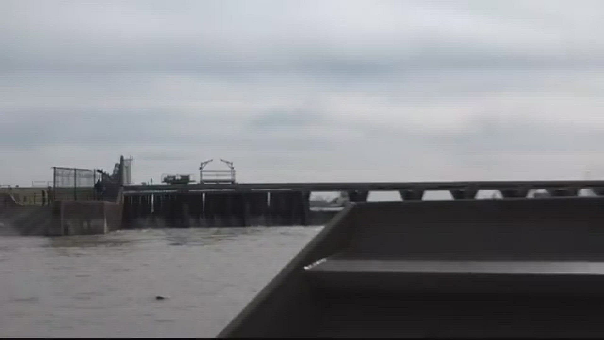 An up close look at the opening of the Bonnet Carre Spillway on Thursday, March 8. The historic spillway had 8 of its 350 bays opened.