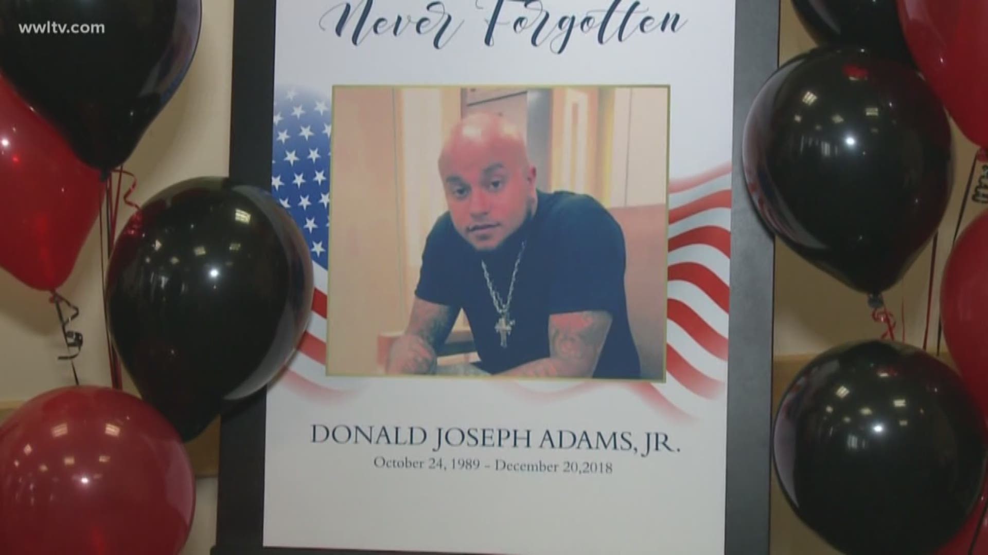 29-year-old Donald Adams Jr. was murdered in his New Orleans East home days before Christmas. His coworkers honored his memory with a special ceremony Monday.