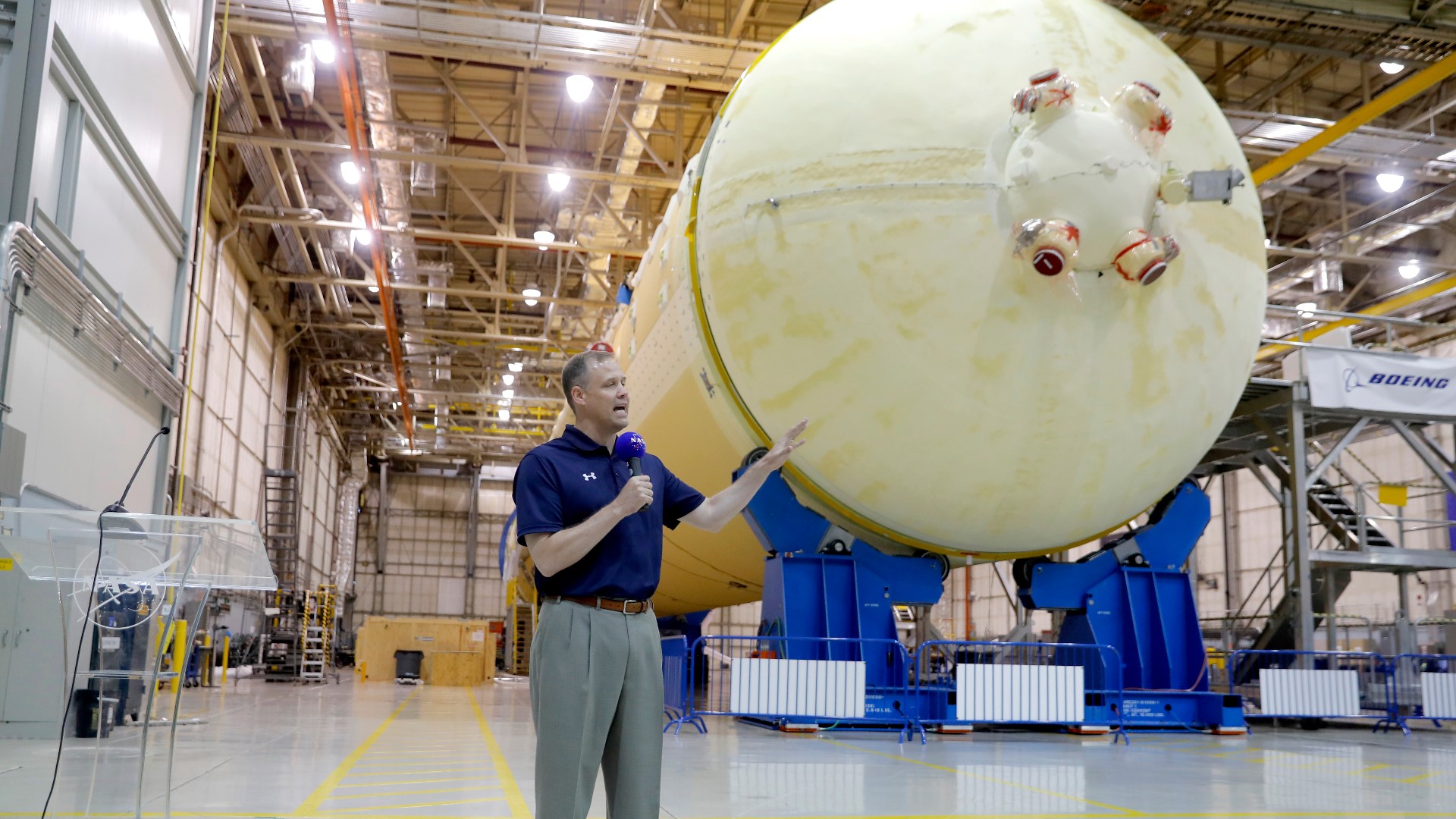The head of NASA visited the Michoud Assembly facility to get a first-hand look at the future of space exploration.