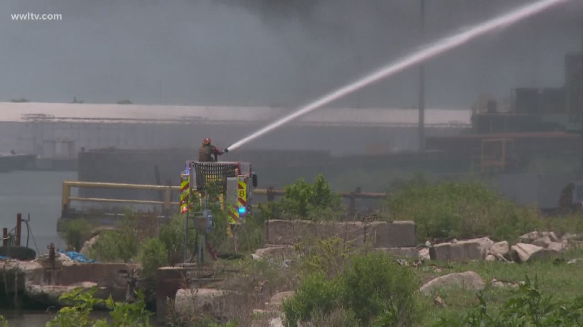 Firefighters battled a trash fire at Southern Scrap Recycling on Florida Avenue.